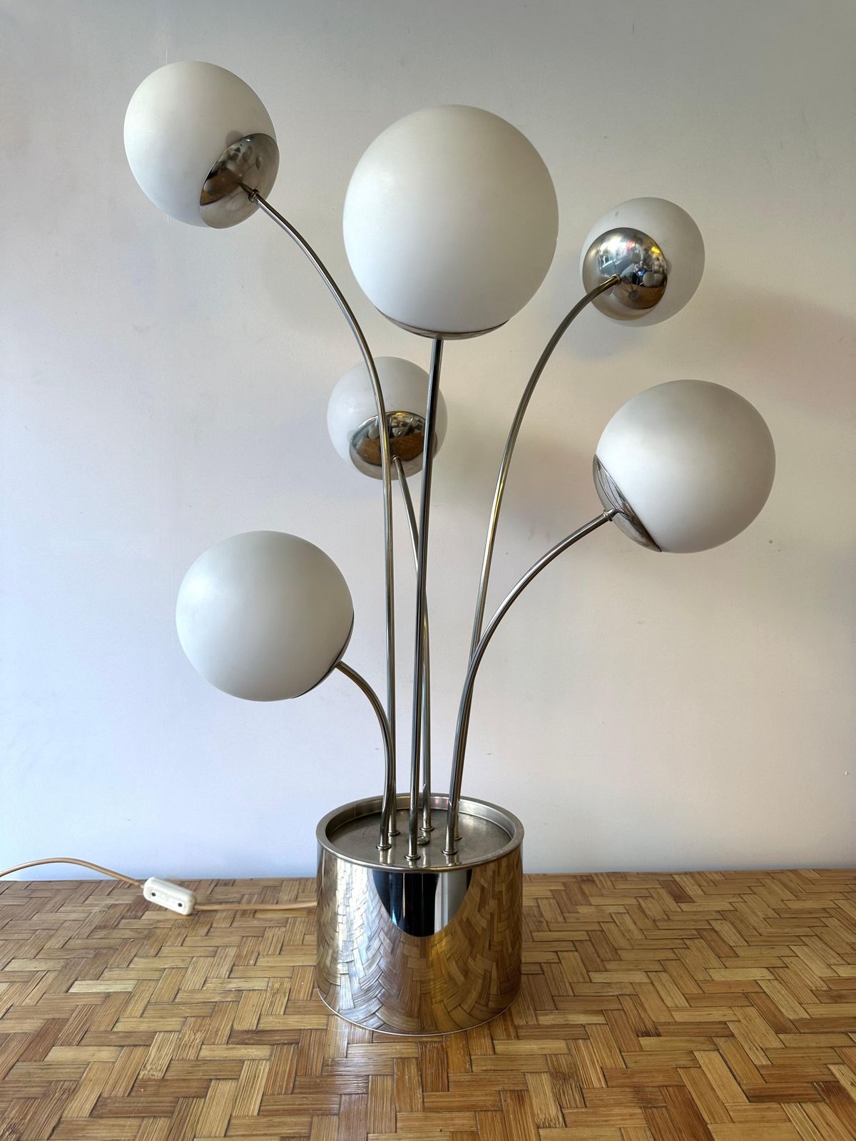 Lamp Metal And Opaline Glass By Pia Guidetti Crippa For Lumi, Italy, 1970s photo 3849.0
