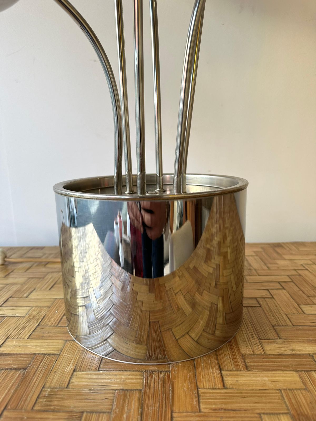 Lamp Metal And Opaline Glass By Pia Guidetti Crippa For Lumi, Italy, 1970s photo vintage