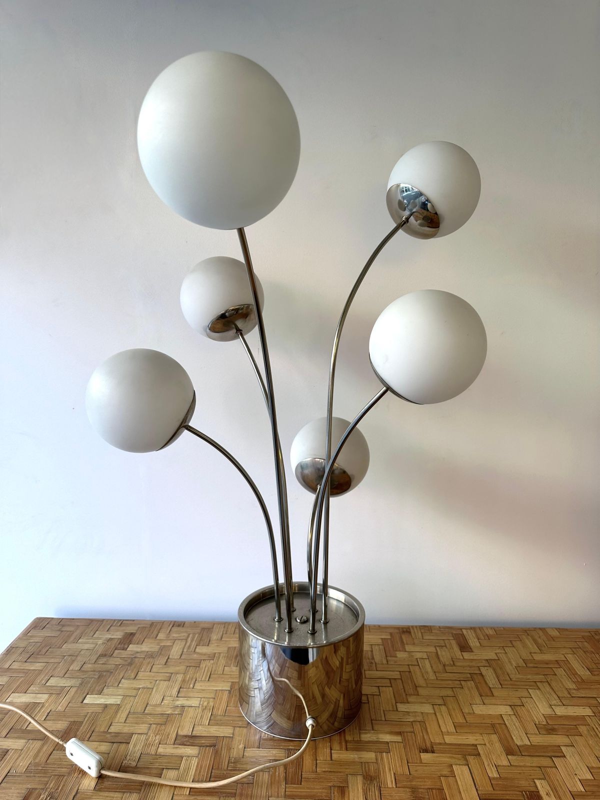 photo vinterior Lamp Metal And Opaline Glass By Pia Guidetti Crippa For Lumi, Italy, 1970s