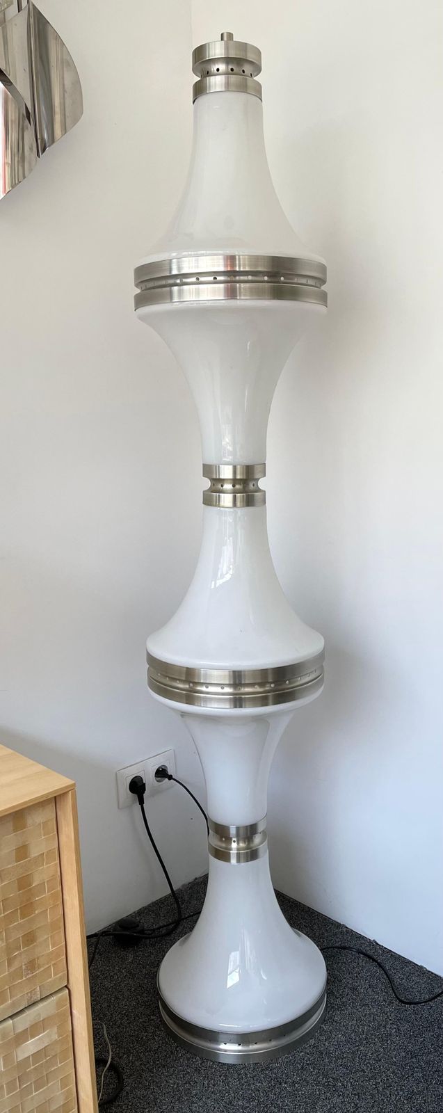Floor Lamp Diabolo Murano Glass And Metal By Mazzega, Italy, 1970s photo vintage