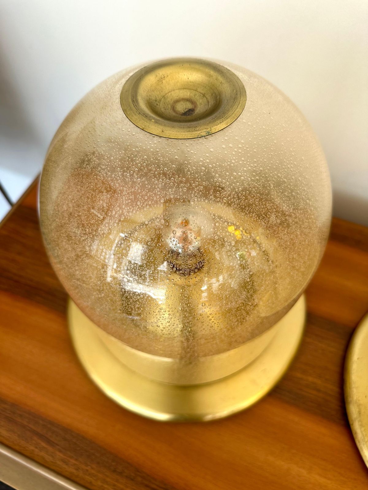 Pair Of Lamps Brass And Gold Bubble Murano Glass By F. Fabbian, Italy, 1970s photo buy
