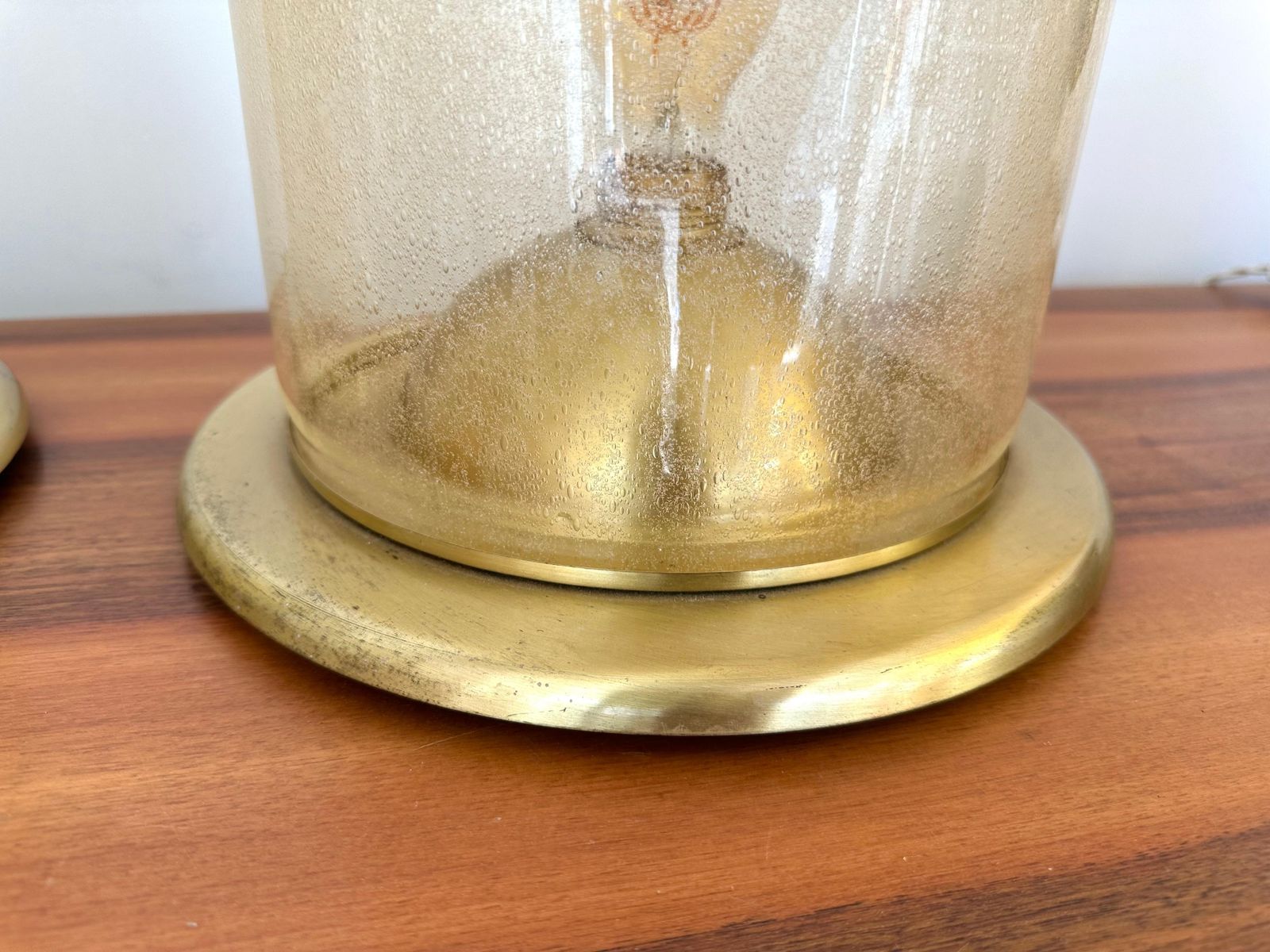 Pair Of Lamps Brass And Gold Bubble Murano Glass By F. Fabbian, Italy, 1970s photo vintage