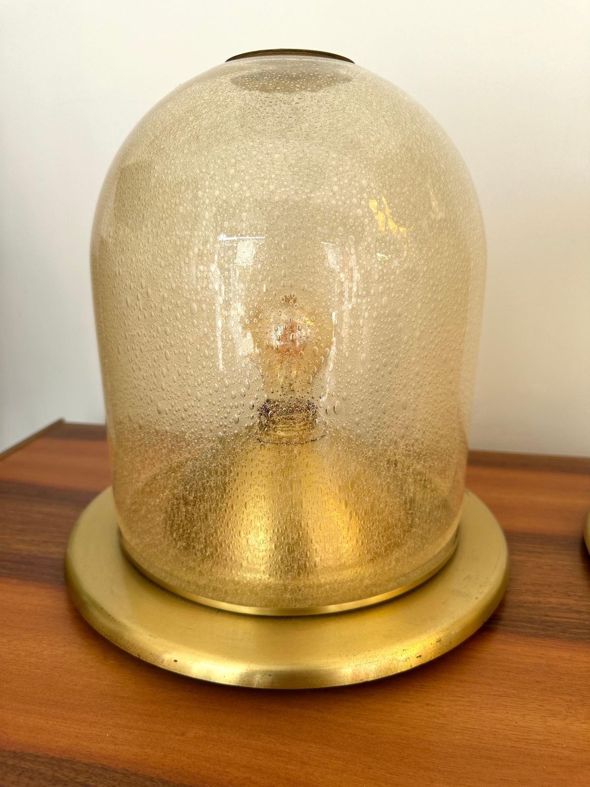 photo furniture Pair Of Lamps Brass And Gold Bubble Murano Glass By F. Fabbian, Italy, 1970s