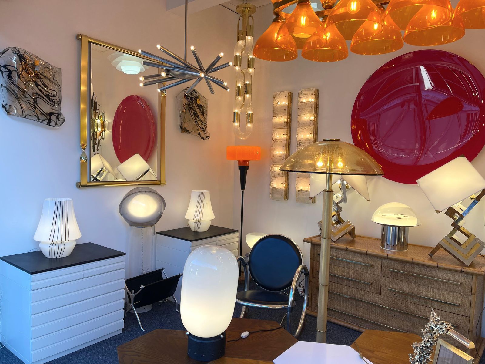 Pair Of Large Stripe Murano Glass Lamps, Italy, 1970s photo buy