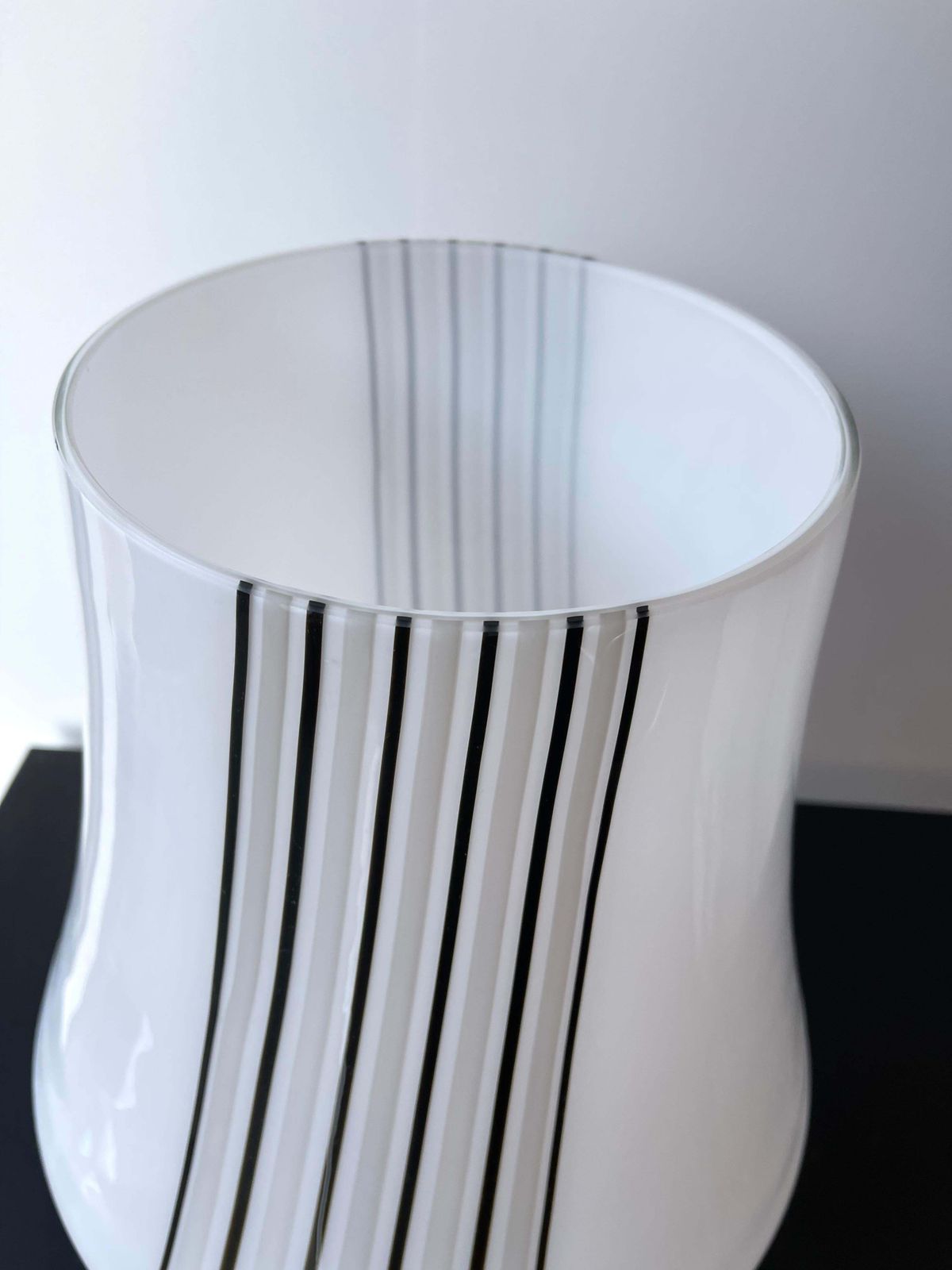 Pair Of Large Stripe Murano Glass Lamps, Italy, 1970s photo vintage
