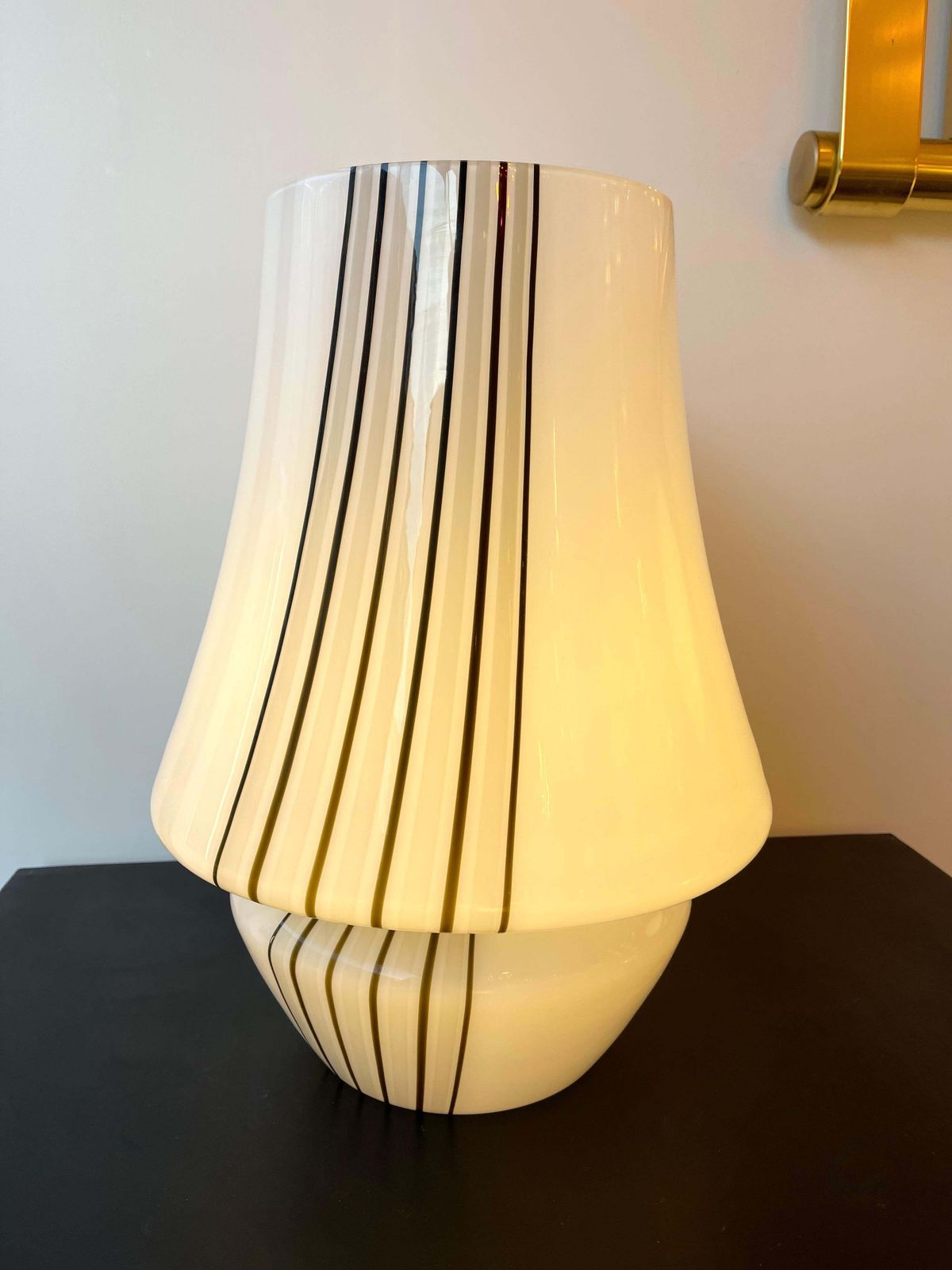 photo for sale Pair Of Large Stripe Murano Glass Lamps, Italy, 1970s