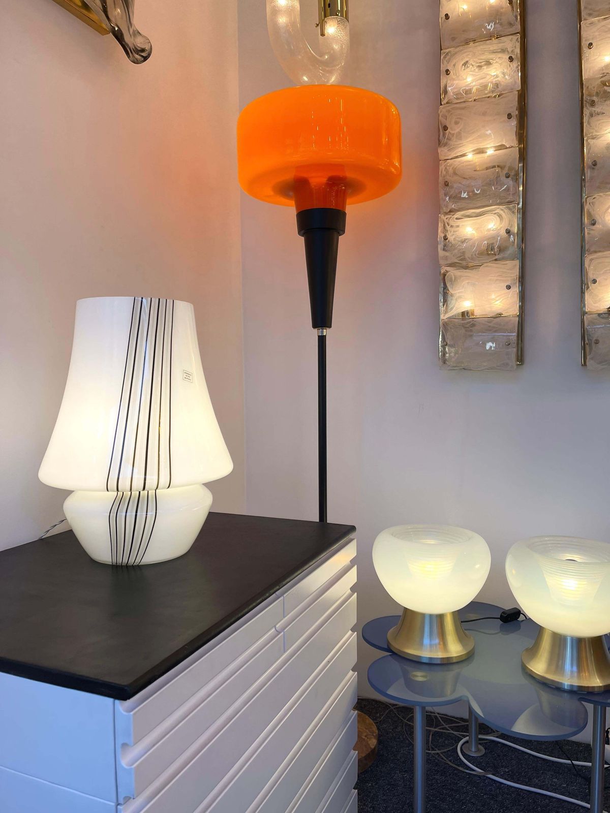 3250.0 Pair Of Large Stripe Murano Glass Lamps, Italy, 1970s photo