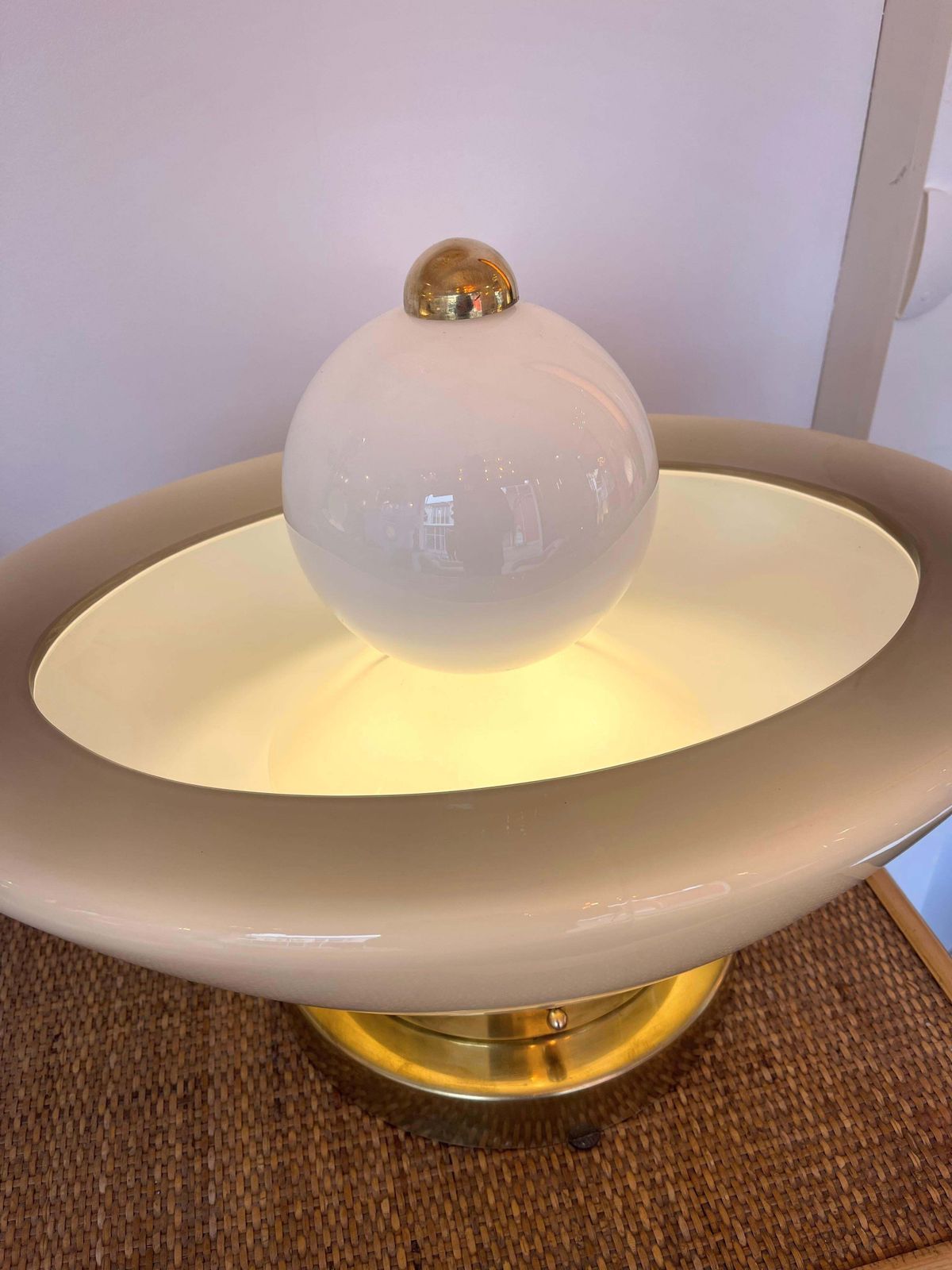 Contemporary Pair Of Brass Murano Glass Fountain Lamps, Italy photo Lighting
