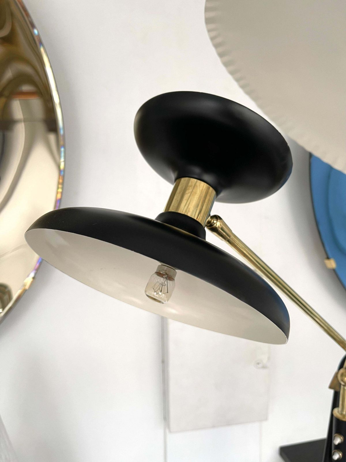 Mid Century Modern  Reading Floor Lamp Brass Lacquered Metal, Italy, 1950s photo buy
