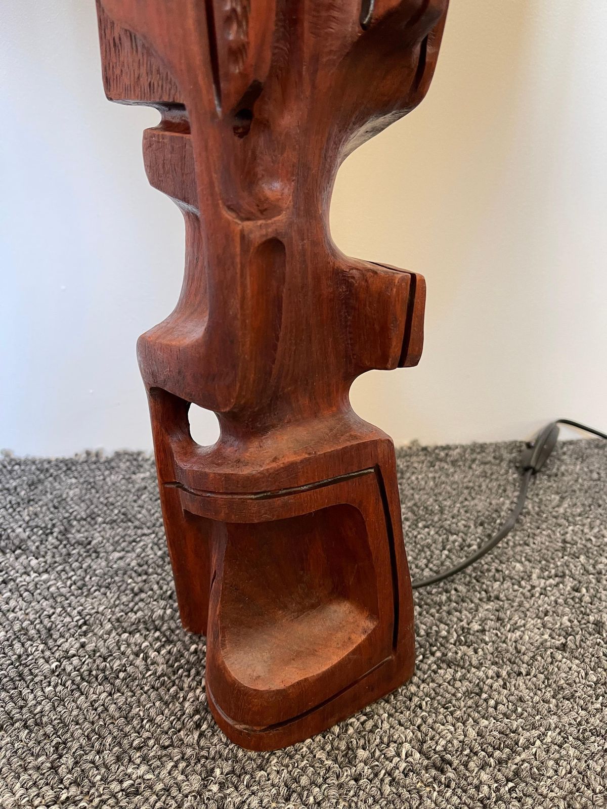 3335.0 Pair Of Wood Sculpture Lamps By Gianni Pinna. Italy, 1970s photo