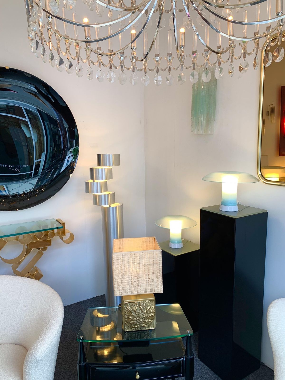 Lighting Pair Of Murano Glass Lamps By Carlo Nason For Selenova, Italy, 1970s photo