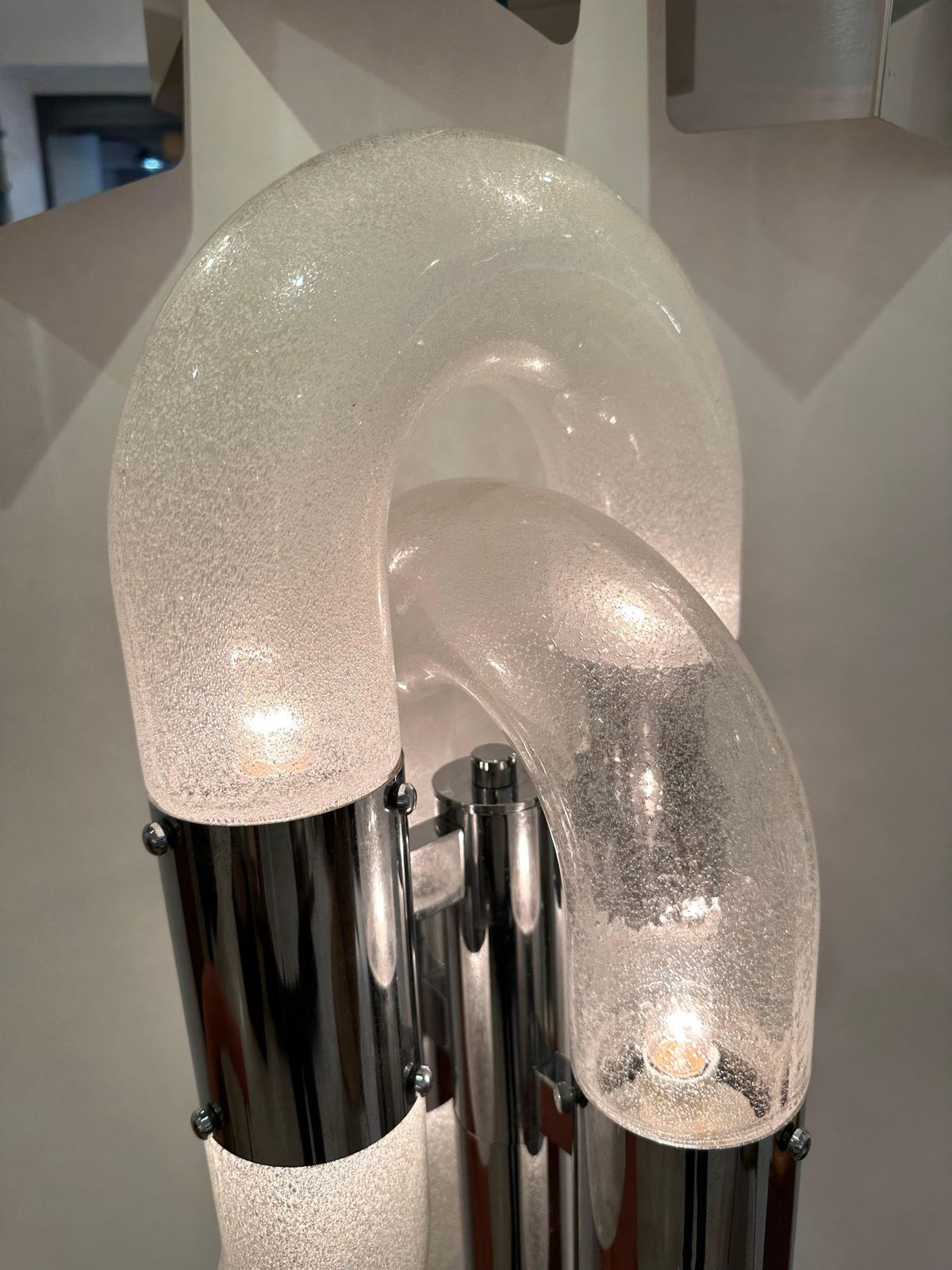 Floor Lamp Metal Chrome Murano Glass By Aldo Nason For Mazzega, Italy, 1970s photo furniture