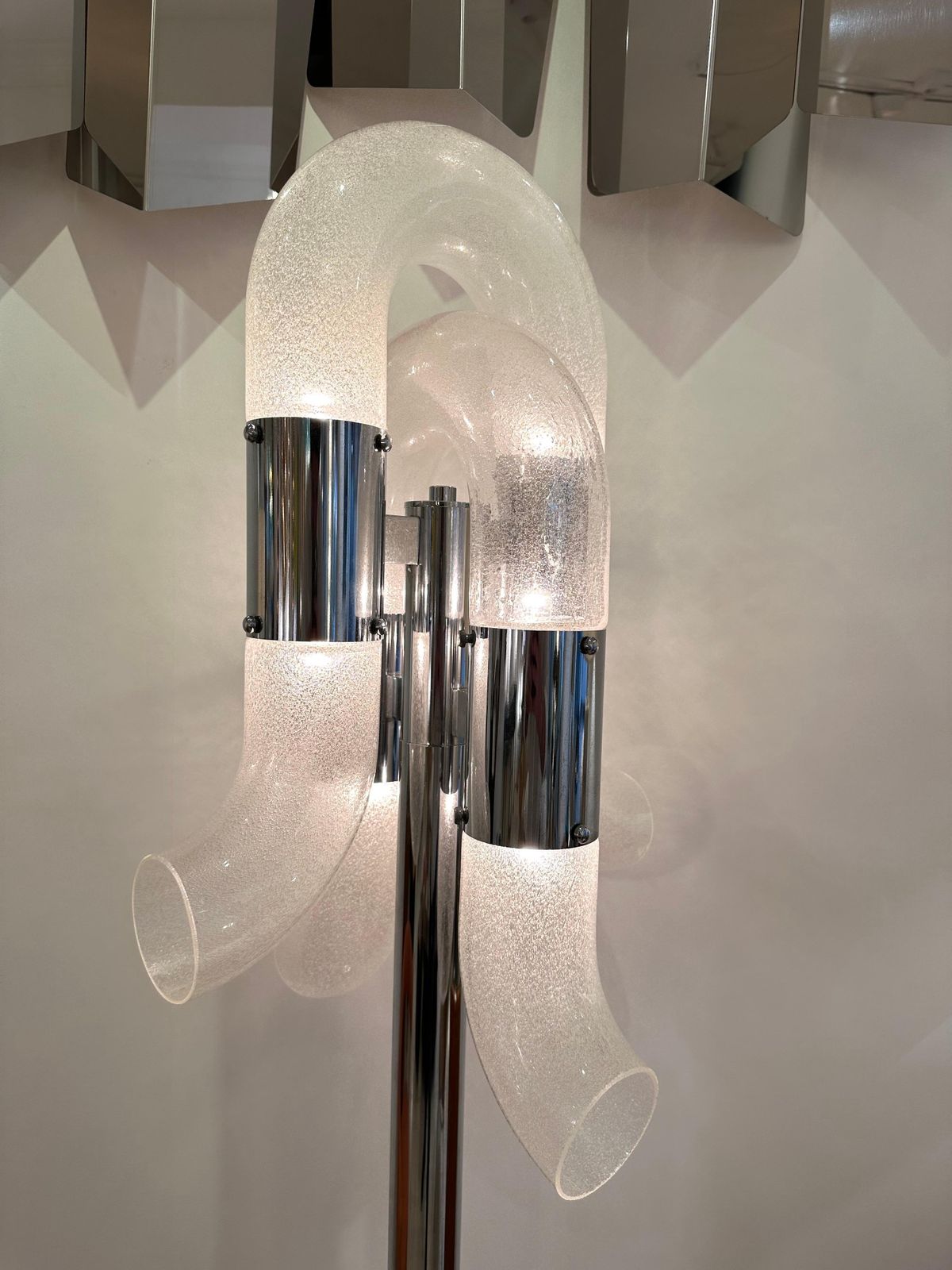 Floor Lamp Metal Chrome Murano Glass By Aldo Nason For Mazzega, Italy, 1970s photo Lighting