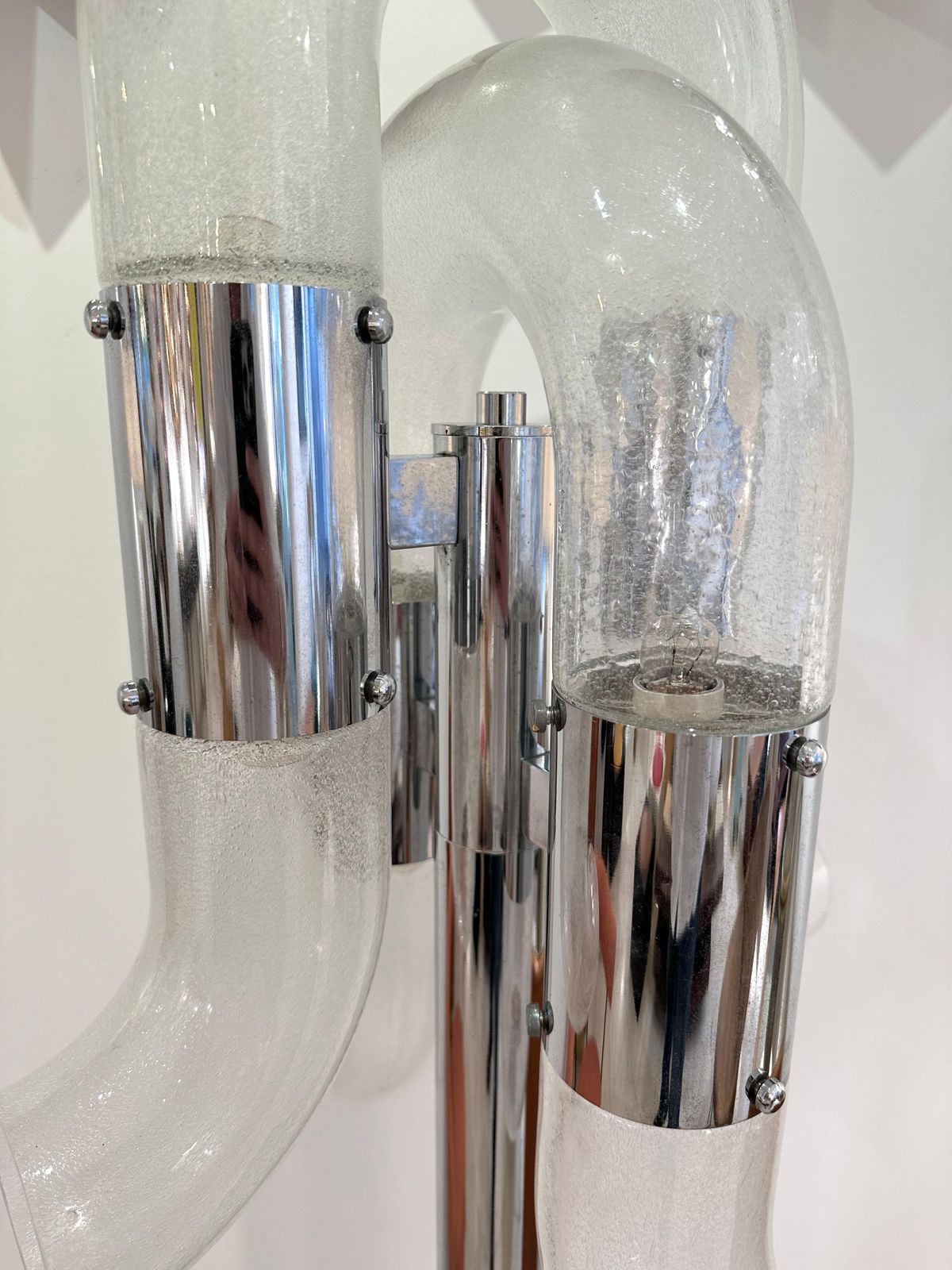 Floor Lamp Metal Chrome Murano Glass By Aldo Nason For Mazzega, Italy, 1970s photo buy