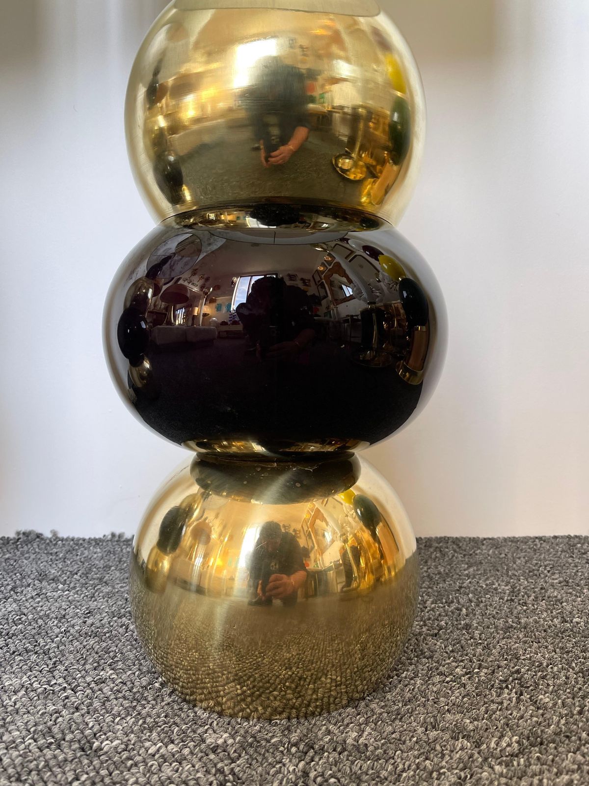 photo furniture Contemporary Pair Of Brass Murano Glass Atomo Lamps, Italy