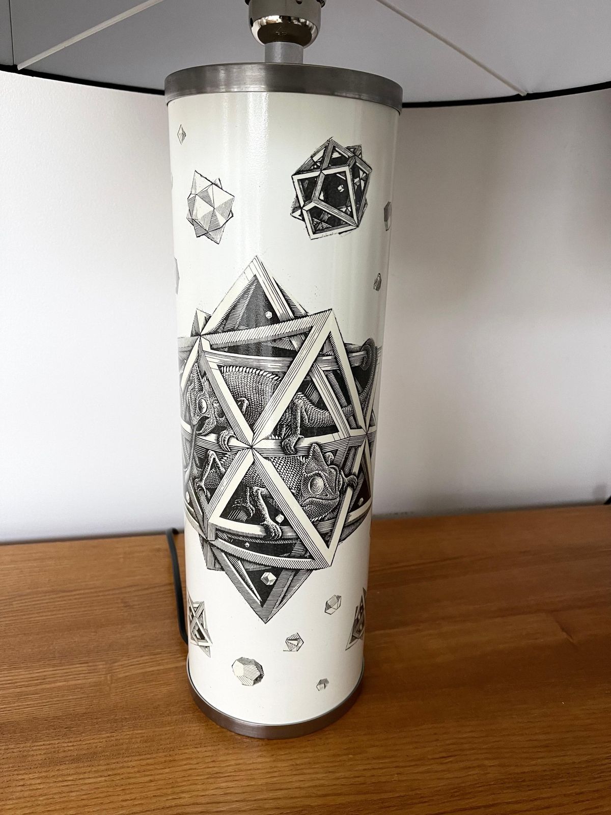 Pair Of Lamps Black And White Mc Maurits Cornelis Escher. Italy, 1980s photo 3849.0