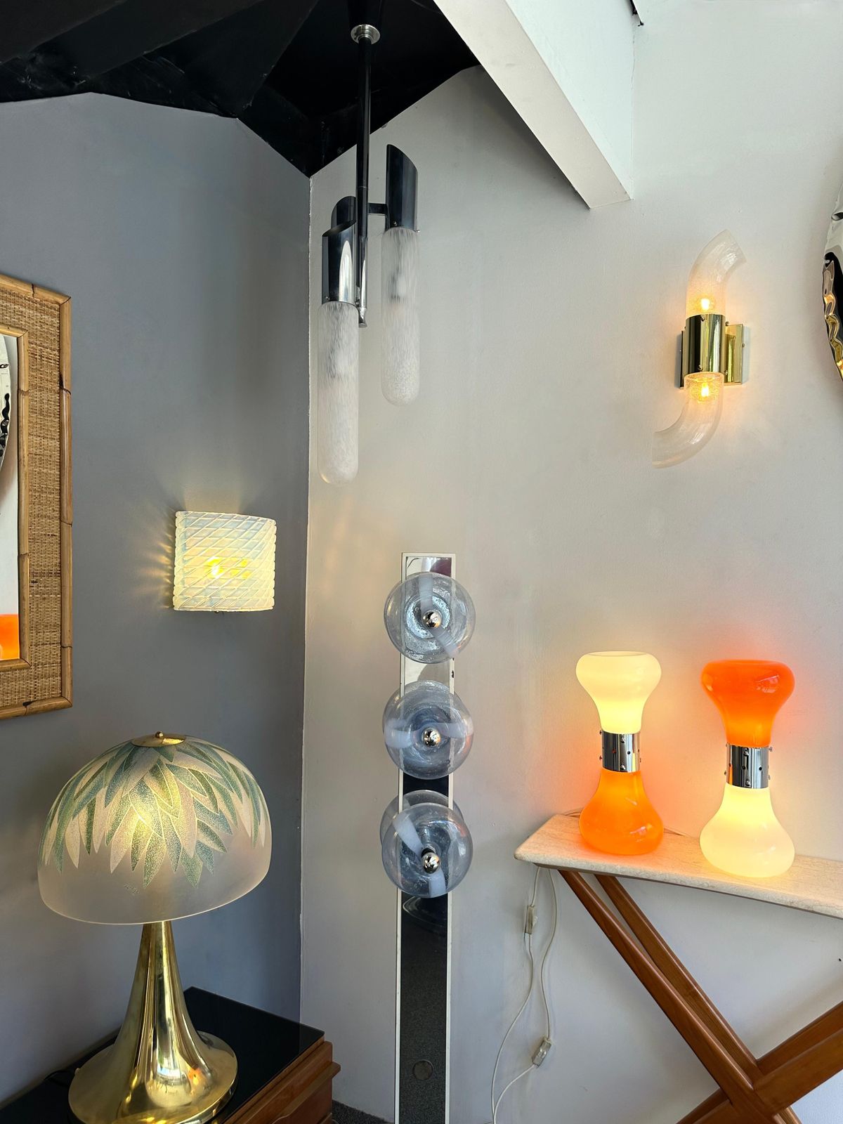 photo furniture Pair Of Murano Glass Birillo Lamps By Carlo Nason For Mazzega, Italy, 1970s