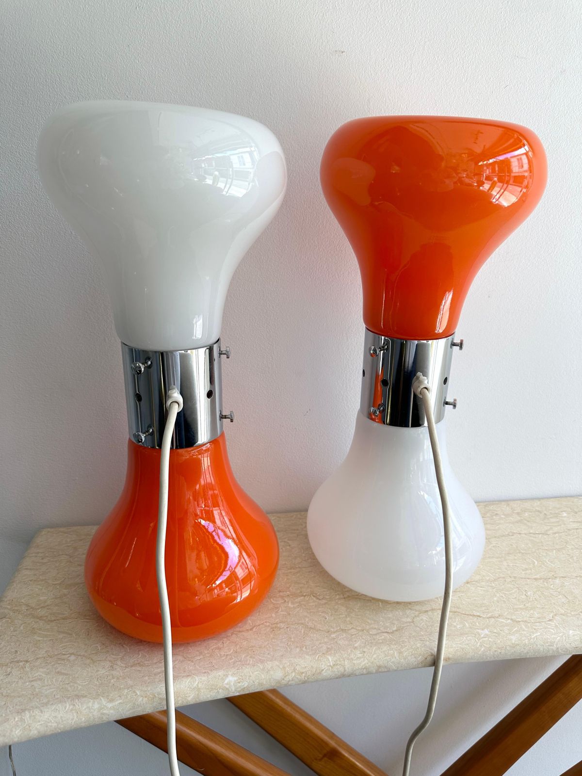 photo vinterior Pair Of Murano Glass Birillo Lamps By Carlo Nason For Mazzega, Italy, 1970s