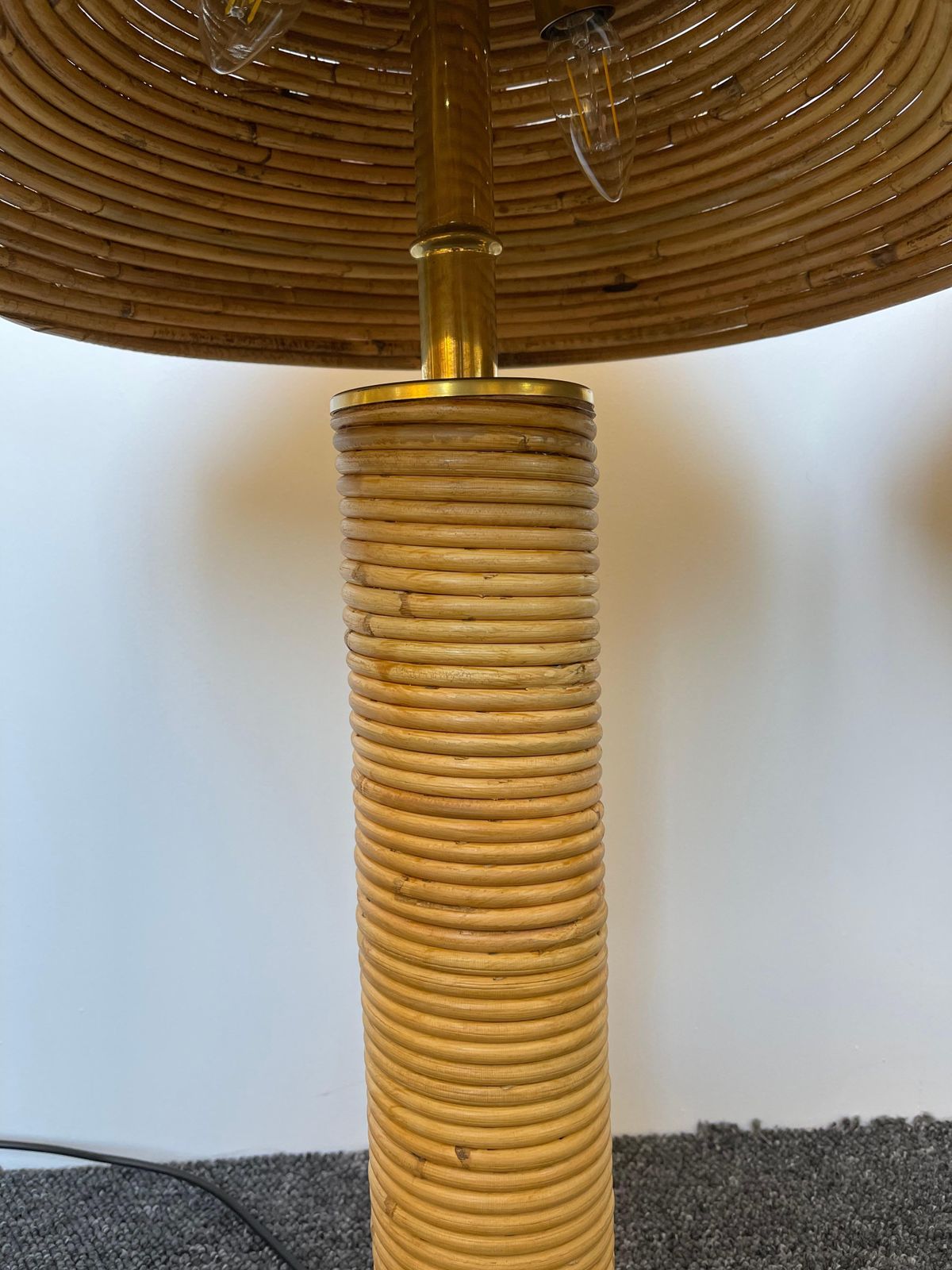 Pair Of Rattan And Brass Lamps, Italy photo 4021.0
