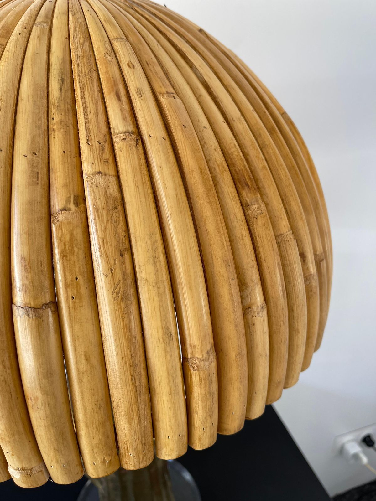 photo buy Pair Of Rattan And Brass Cactus Lamps, Italy