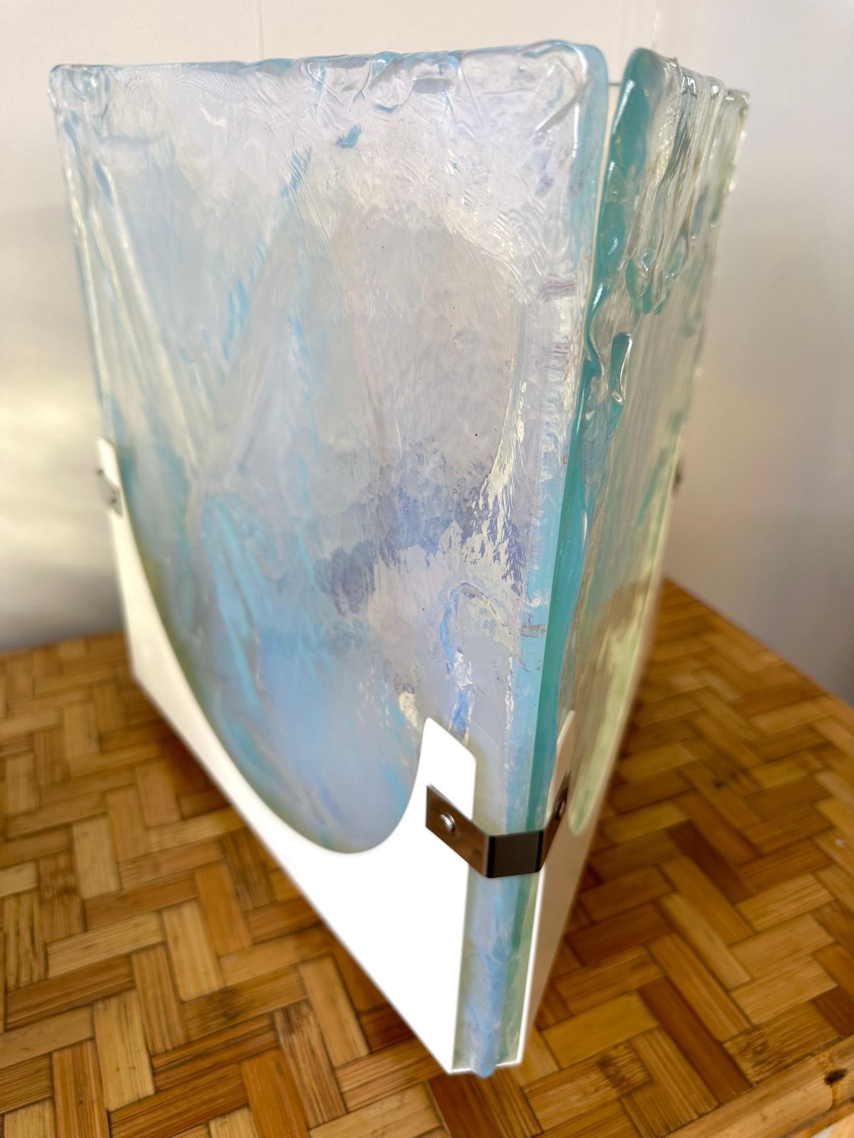 Pair Of Triangle Lamps Opalescent Murano Glass By Leucos, Italy, 1980s photo buy