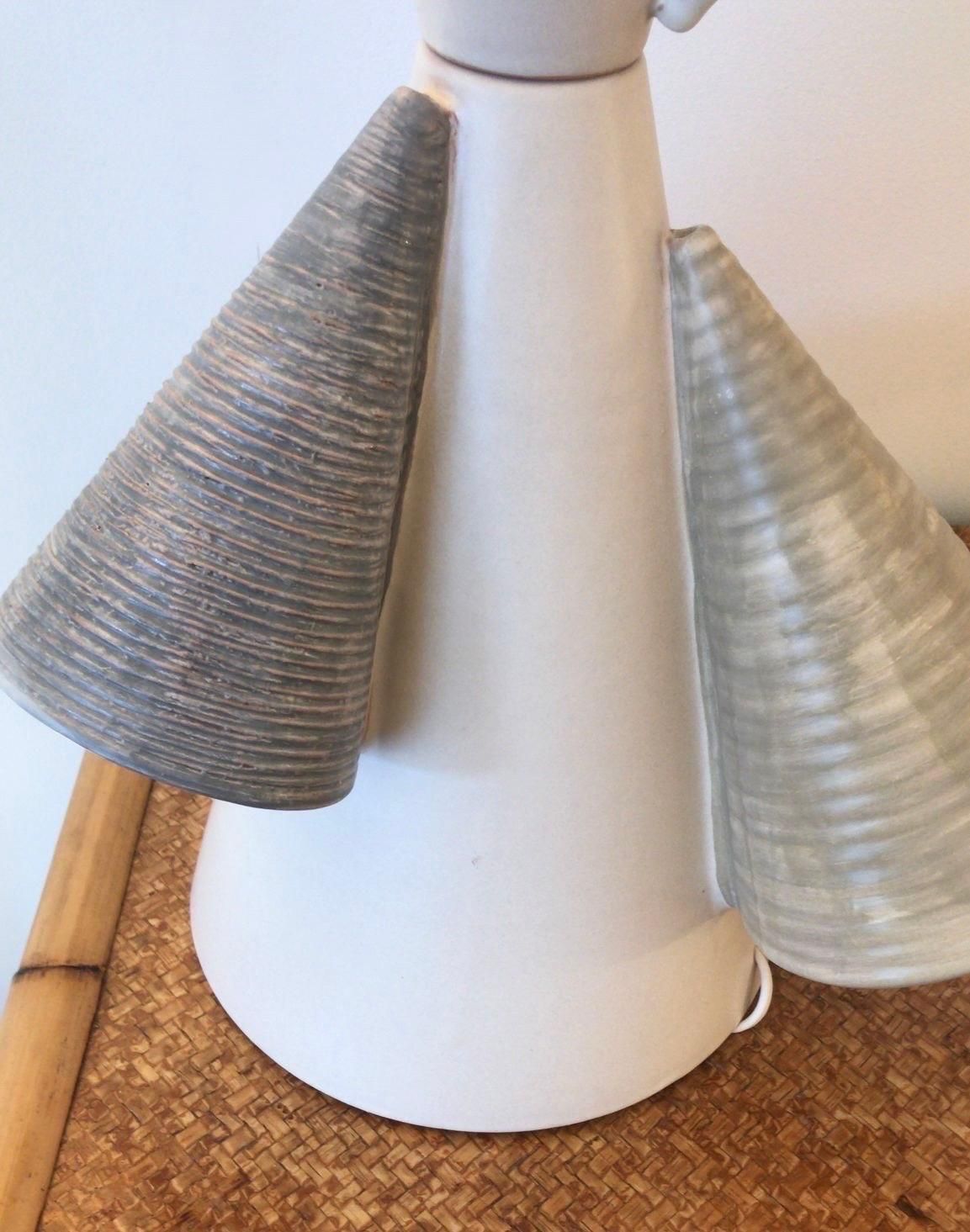 Contemporary Pair Of Ceramic Cone Lamps By Antonio Cagianelli, Italy photo vintage