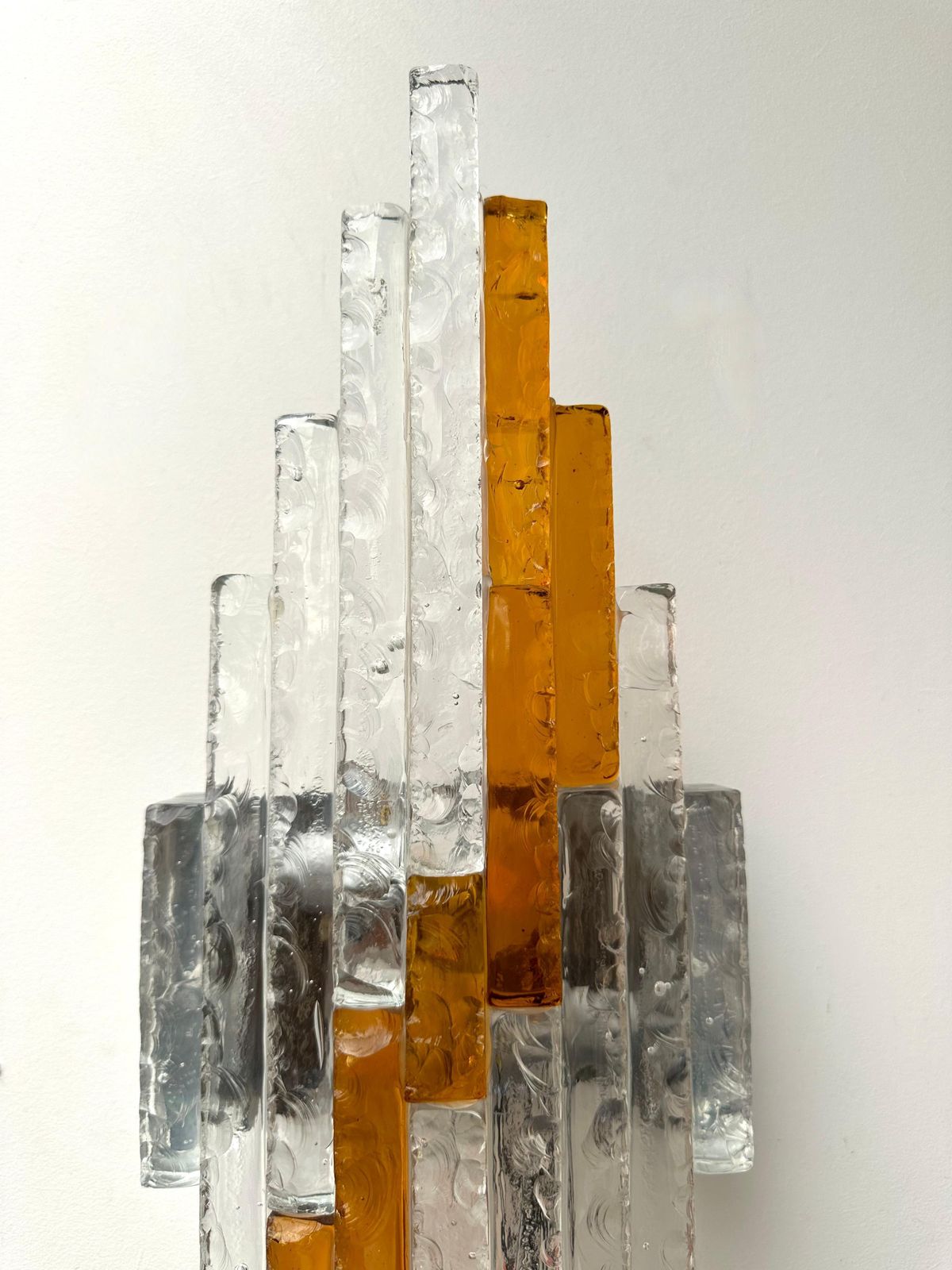Hammered Glass Metal Sconce By Poliarte, Italy, 1970s photo vinterior