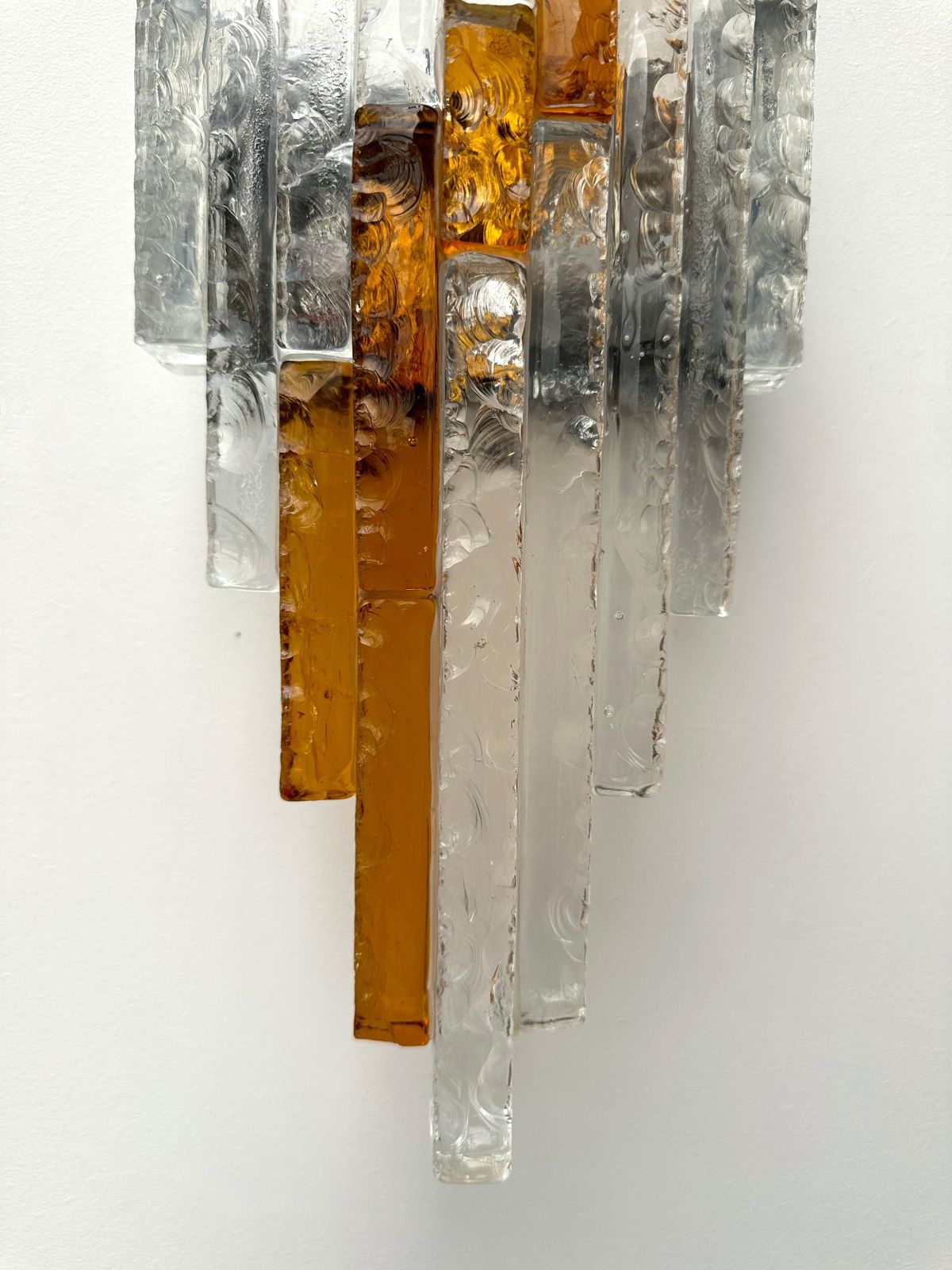 photo for sale Hammered Glass Metal Sconce By Poliarte, Italy, 1970s