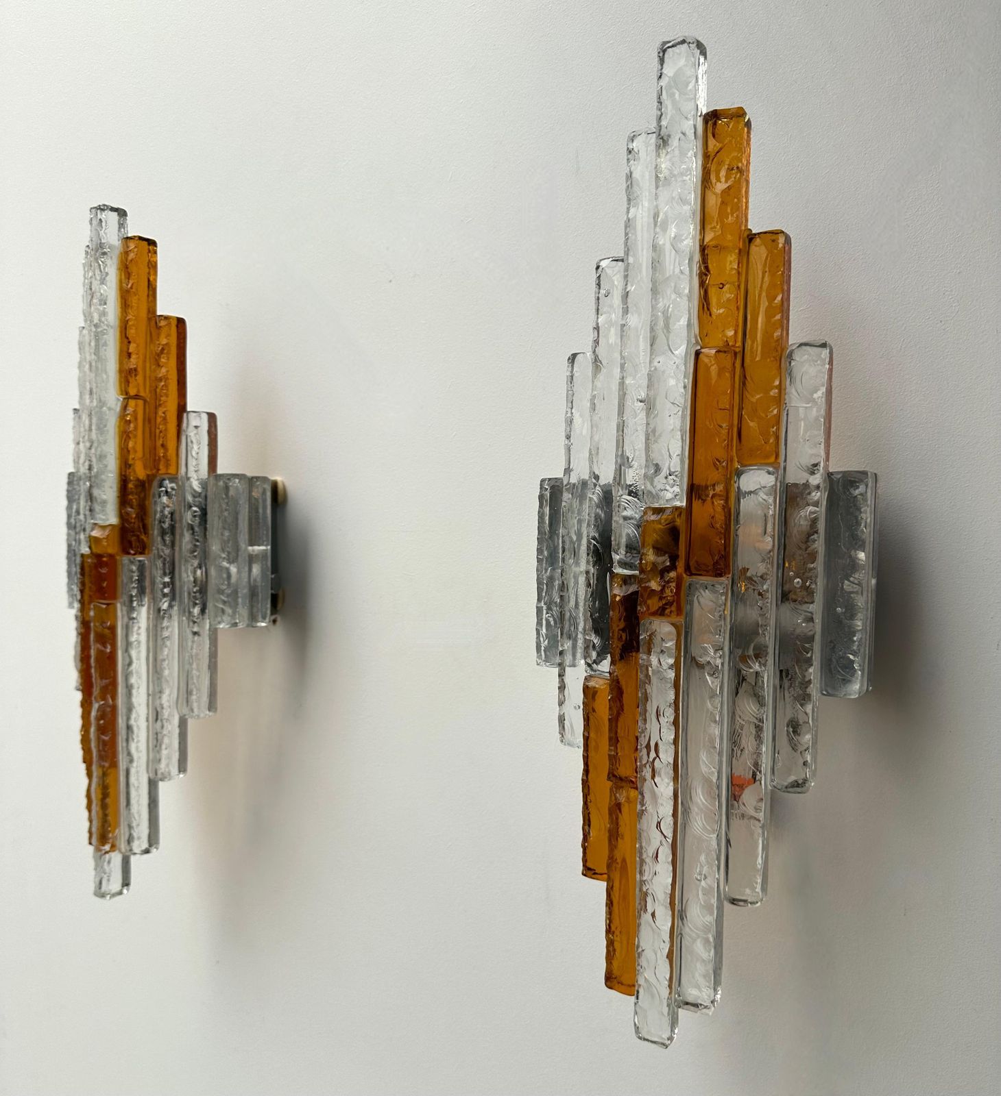 Lighting Hammered Glass Metal Sconce By Poliarte, Italy, 1970s photo