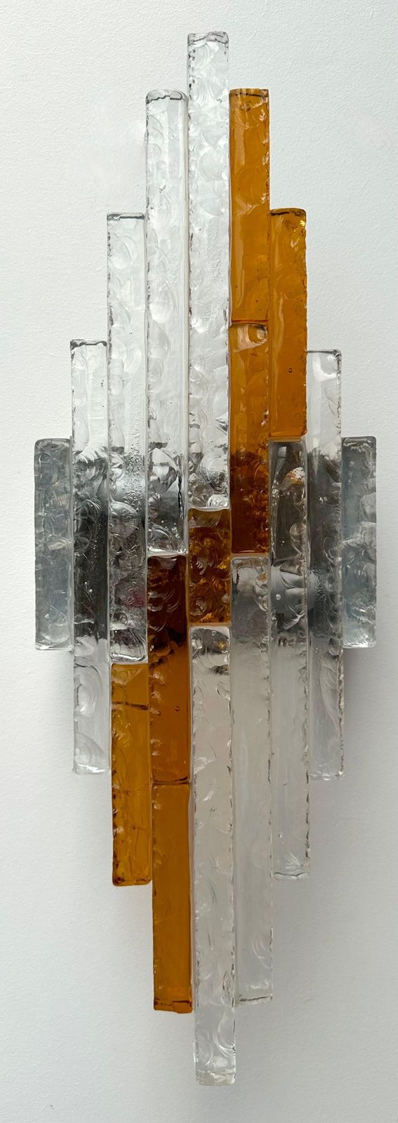 1711.0 Hammered Glass Metal Sconce By Poliarte, Italy, 1970s photo
