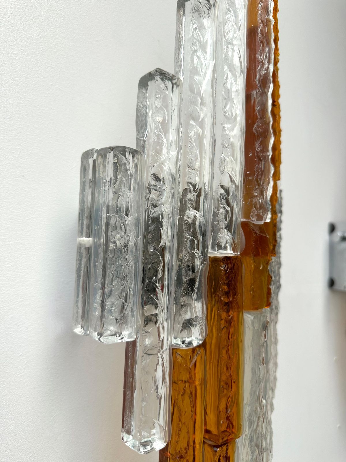 photo vinterior Hammered Glass Metal Sconce By Poliarte, Italy, 1970s