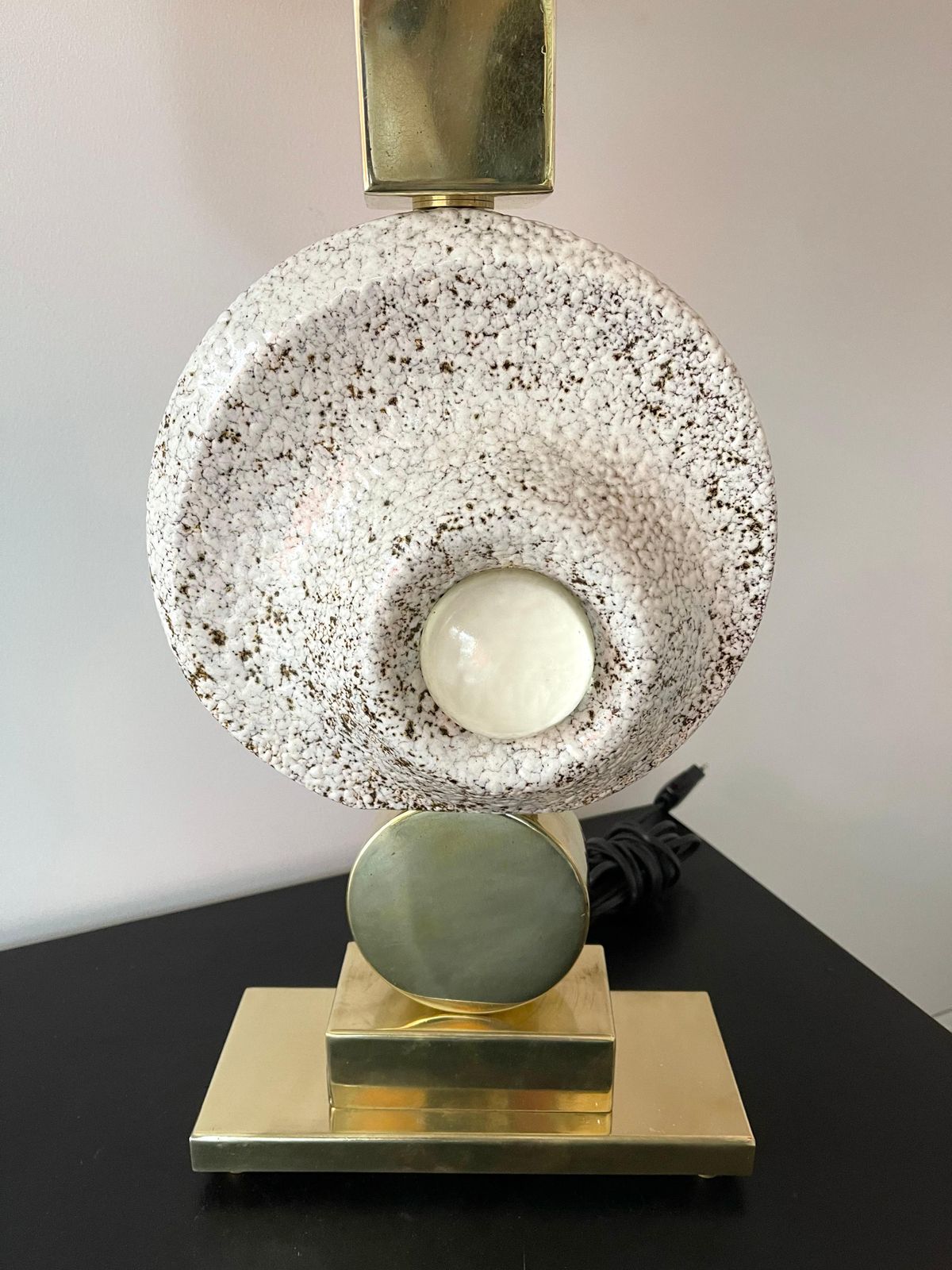 Contemporary Brass Ceramic Murano Glass Eye Sculpture Lamp, Italy photo furniture