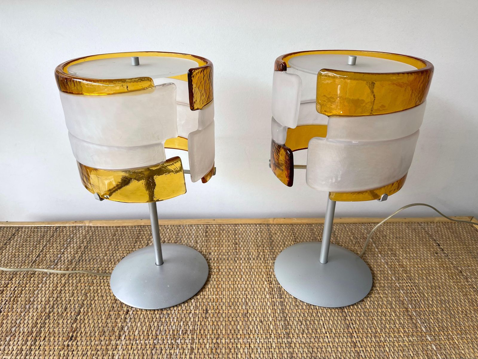photo vintage Pair Of Murano Glass Lamps By Mazzega, Italy, 1980s