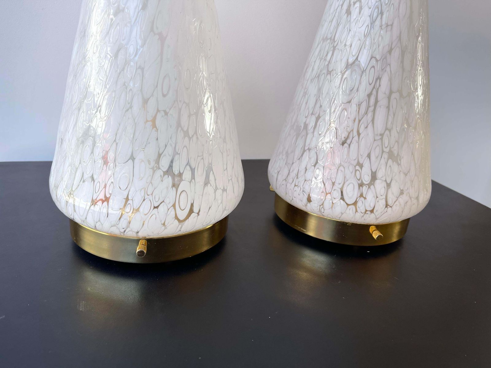 Pair Of Cone Lamps Murano Glass And Brass By Esperia. Italy, 1970s photo buy