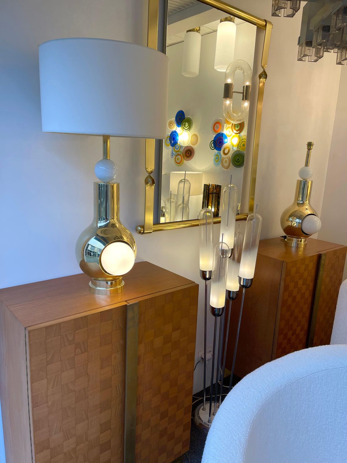 Contemporary Brass Pair Of Eyes Ball Lamps, Italy photo 3849.0