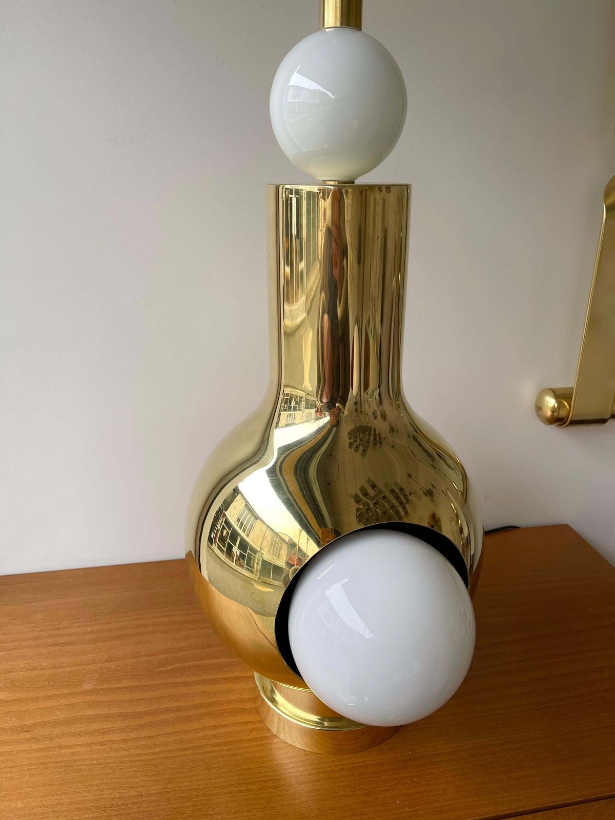 Contemporary Brass Pair Of Eyes Ball Lamps, Italy photo buy
