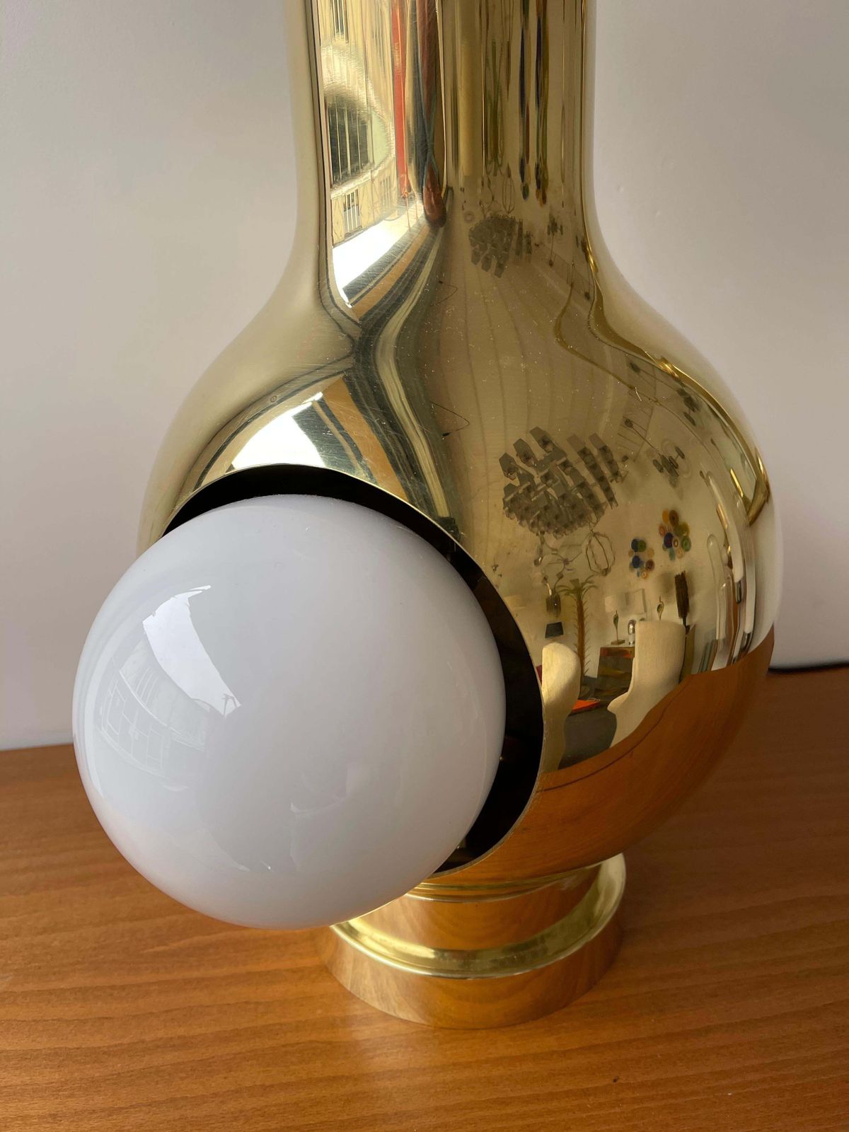 Contemporary Brass Pair Of Eyes Ball Lamps, Italy photo vintage