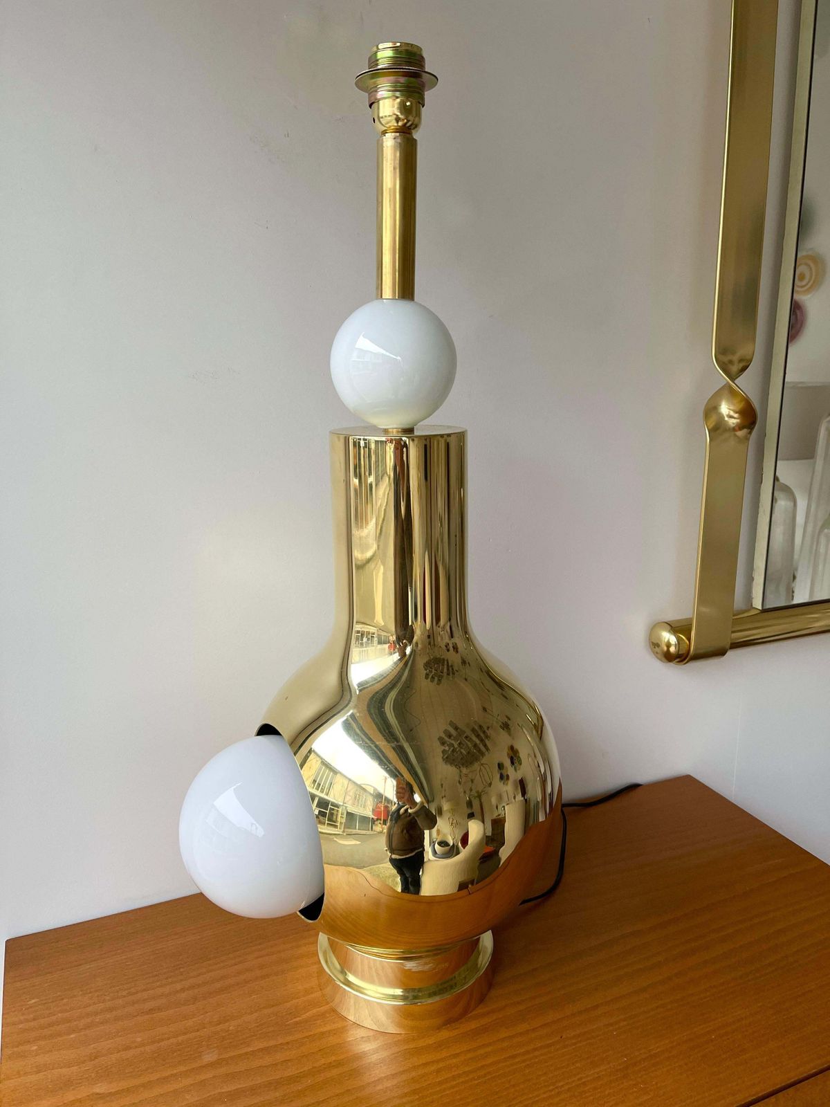 3849.0 Contemporary Brass Pair Of Eyes Ball Lamps, Italy photo