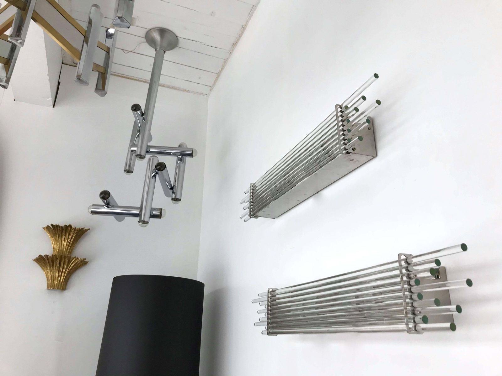 Pair Of Sconces Glass Rods And Chrome By Vistosi Murano, Italy, 1990s photo 2737.0