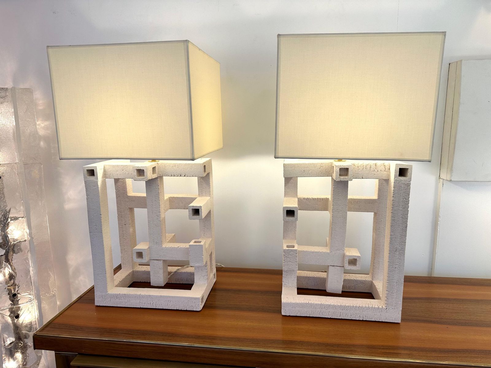 4960.0 Contemporary Pair Of Labyrinth Ceramic Lamps By Roberto Renzi. Italy photo