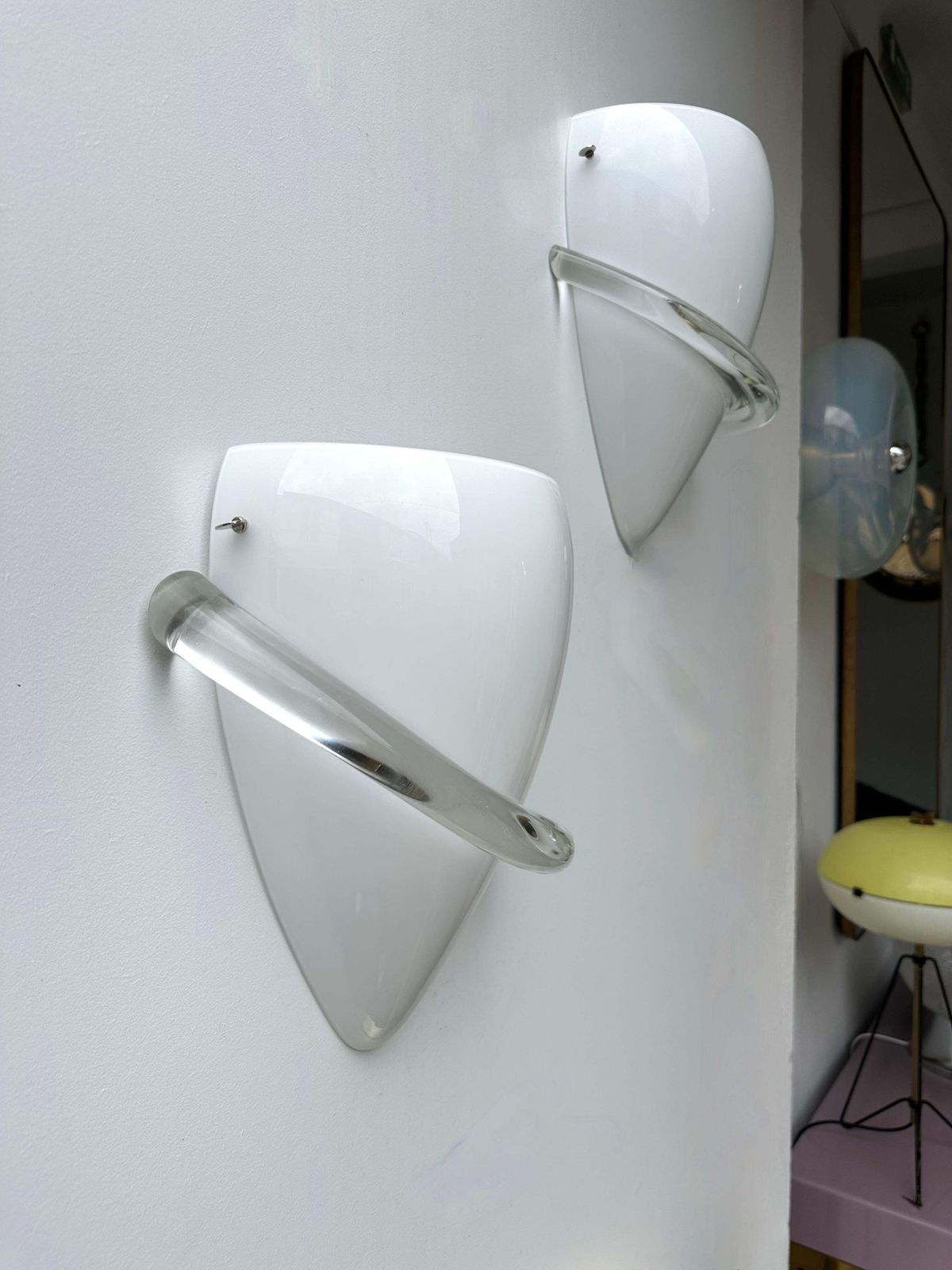 Pair Of Sconces Swan Murano Glass By Tina Aufiero For Venini, Italy, 1990s photo buy
