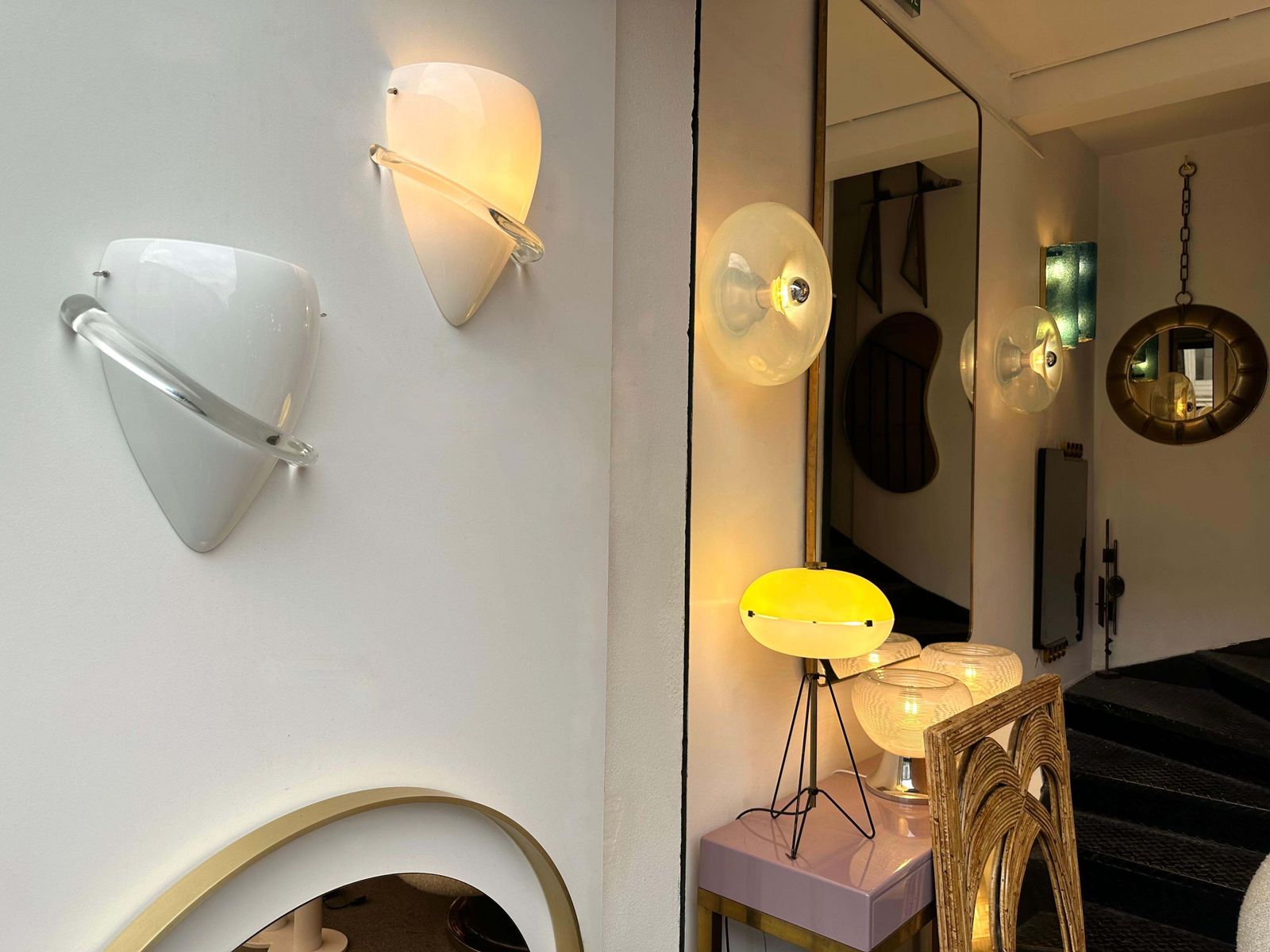 Lighting Pair Of Sconces Swan Murano Glass By Tina Aufiero For Venini, Italy, 1990s photo