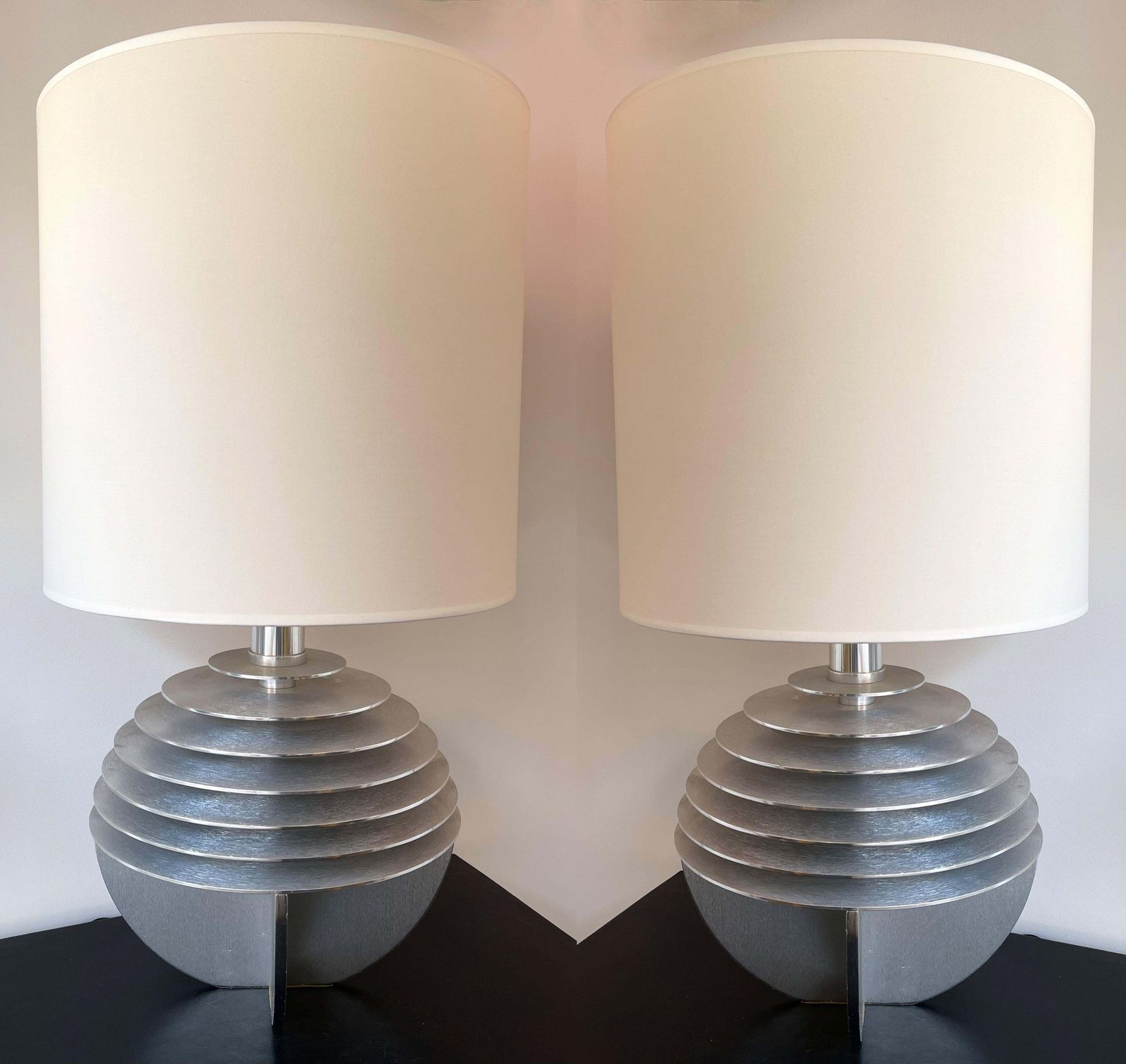 Lighting Pair Of Metal Saturn Lamps By Banci, Italy, 1970s photo