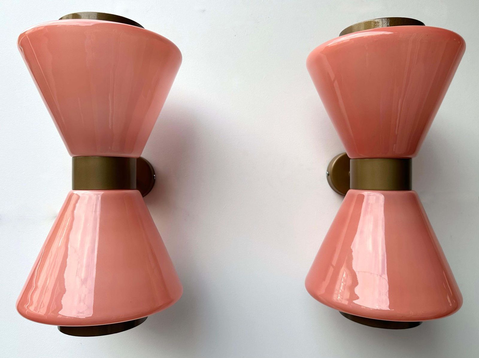 Pair Of Diabolo Sconces Pink Murano Glass. Italy photo 2993.0