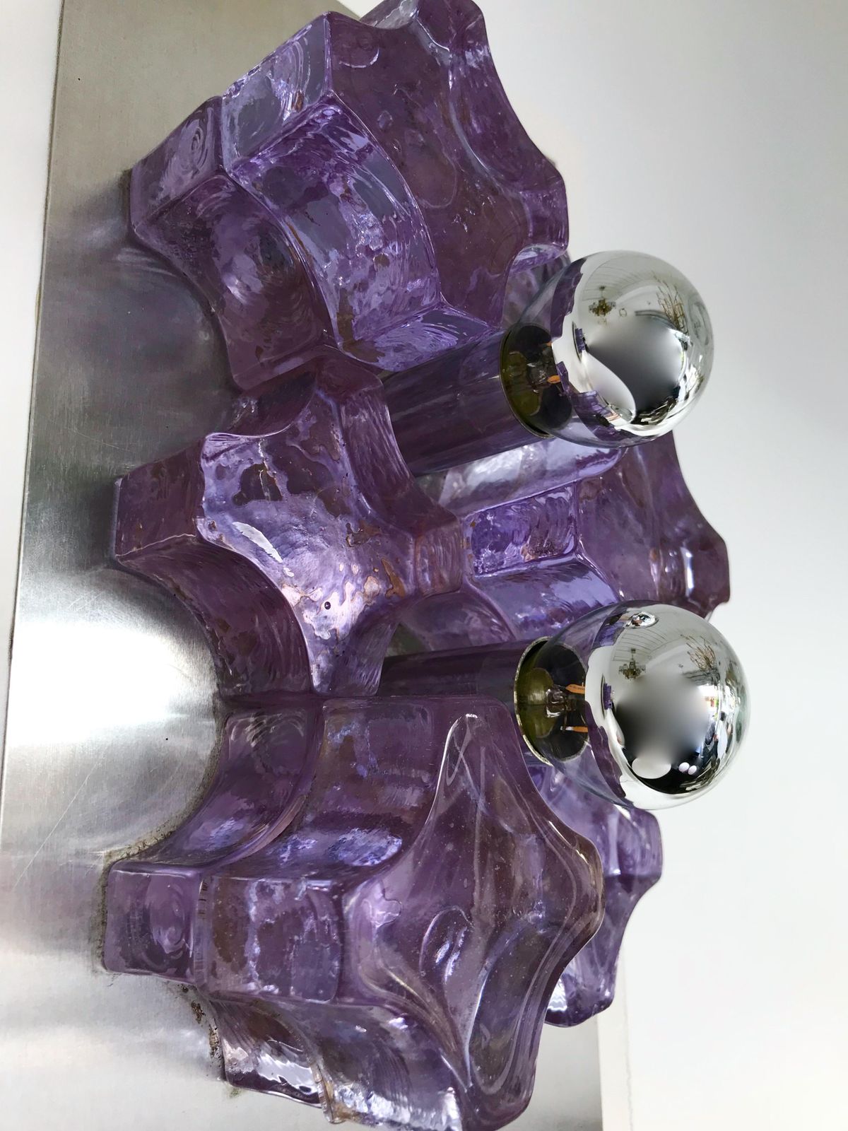 Pair Of Sconces Pressed Glass By Biancardi And Jordan Arte, Italy, 1970 photo vinterior