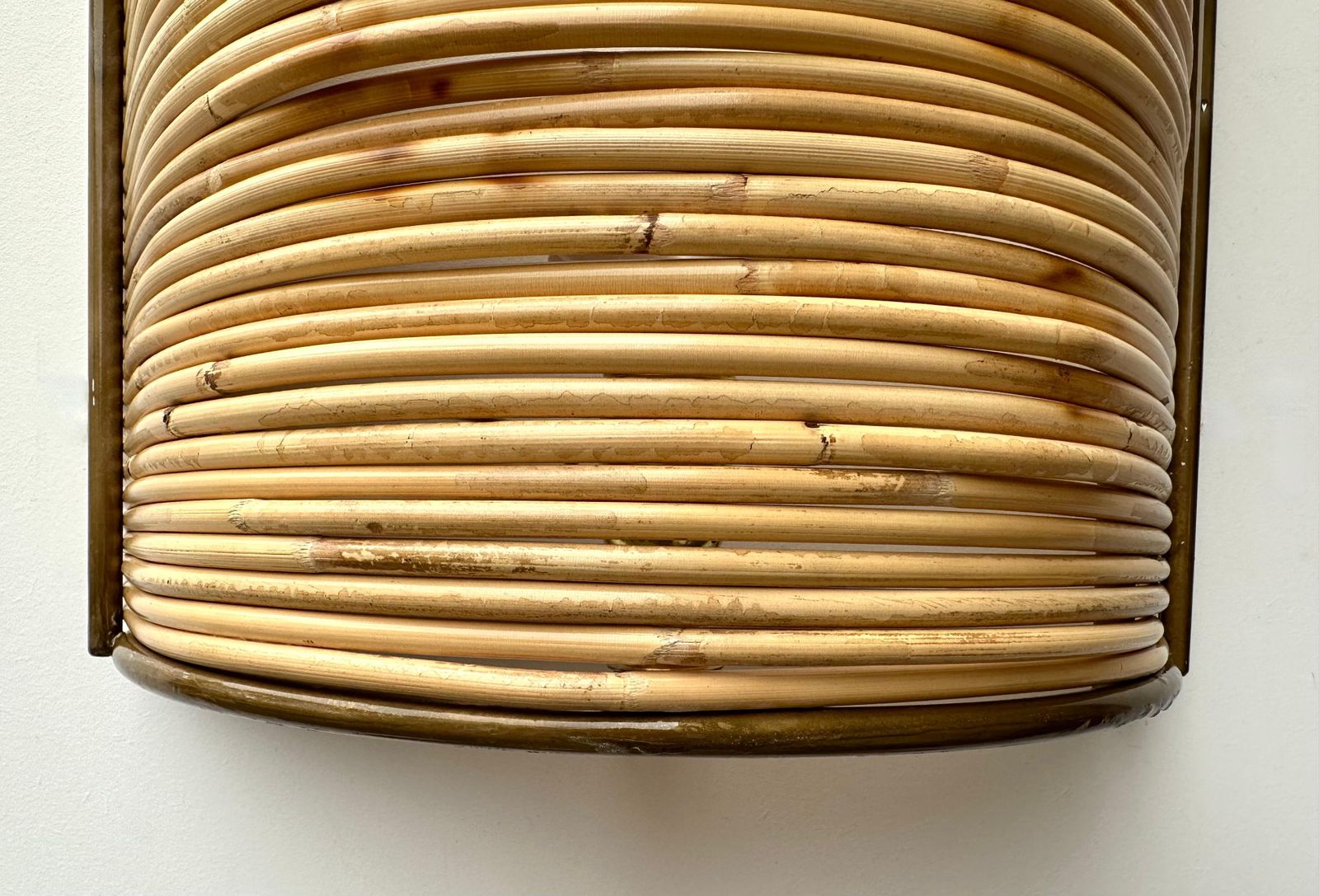 3335.0 Pair Of Rattan And Gilt Metal Sconces. Italy, 2000s photo