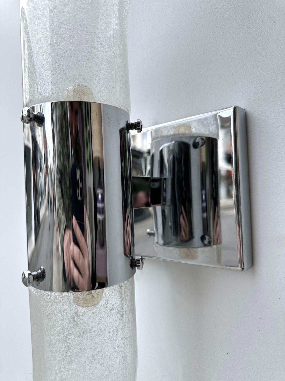 photo furniture Pair Of Metal Sconces Murano Glass By Aldo Nason For Mazzega, Italy, 1970s