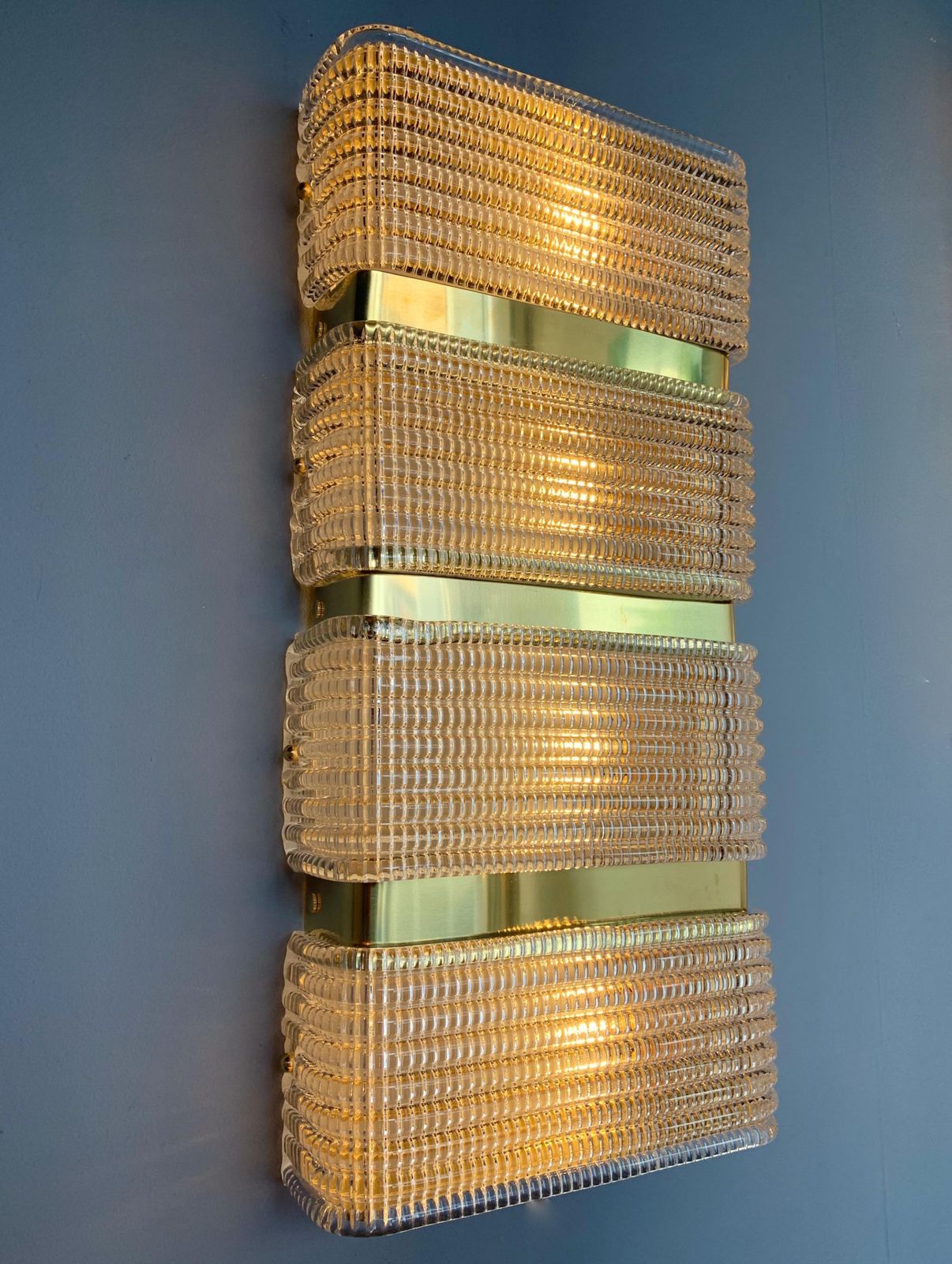 Contemporary Pair Of Brass And Murano Glass Sconces, Italy photo buy