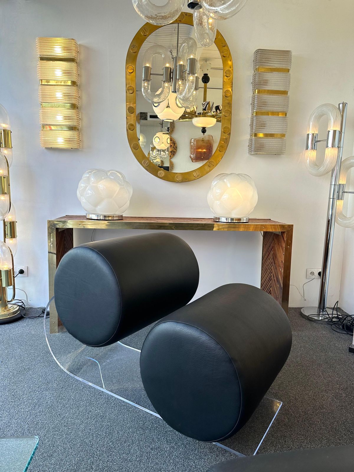 Contemporary Pair Of Brass And Murano Glass Sconces, Italy photo 3849.0