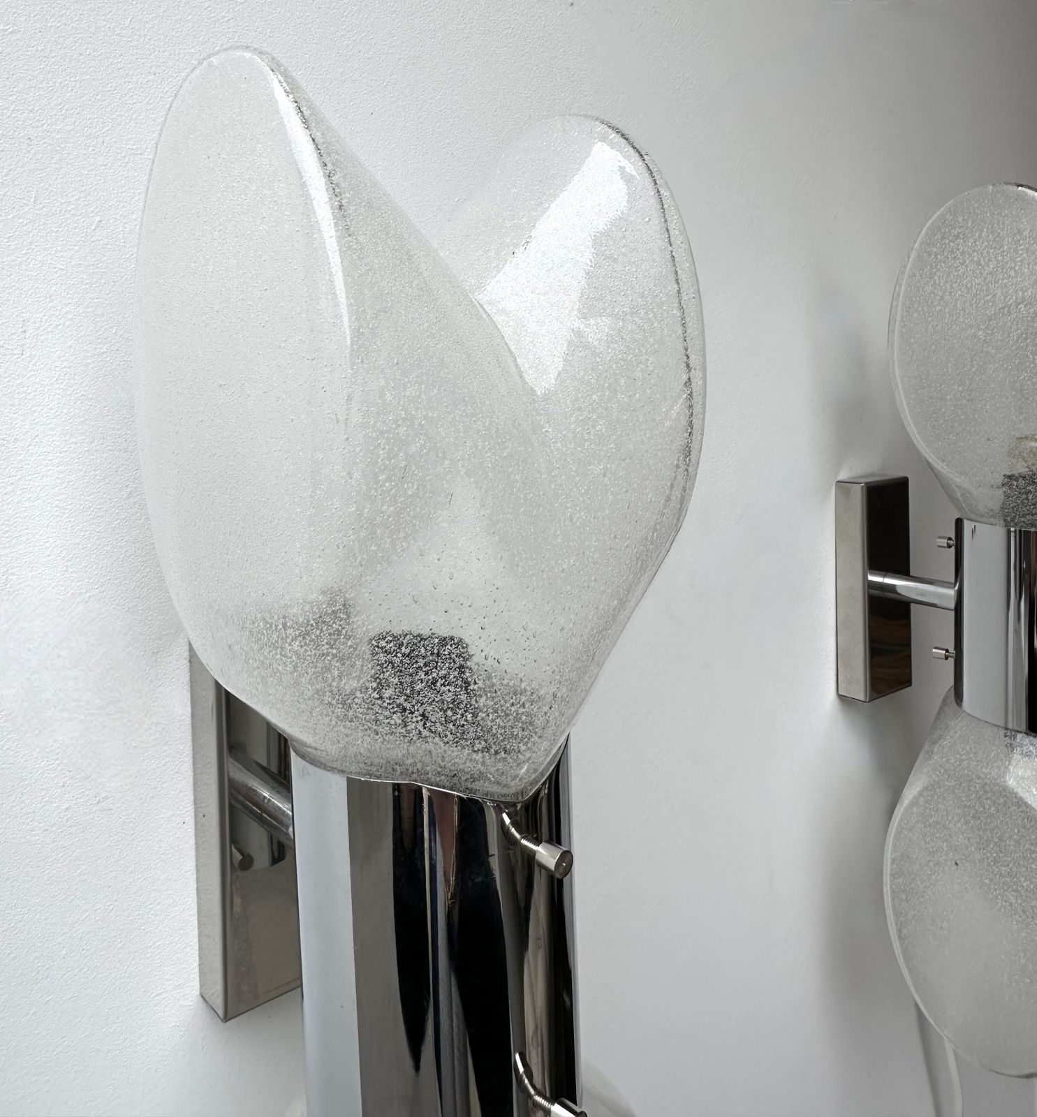 Pair Of Metal Sconces Murano Glass By Aldo Nason For Mazzega, Italy, 1970s photo 4105.0